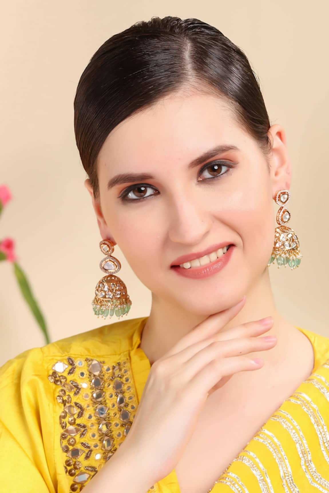 Auraa Trends Kundan Embellished Jhumkis 