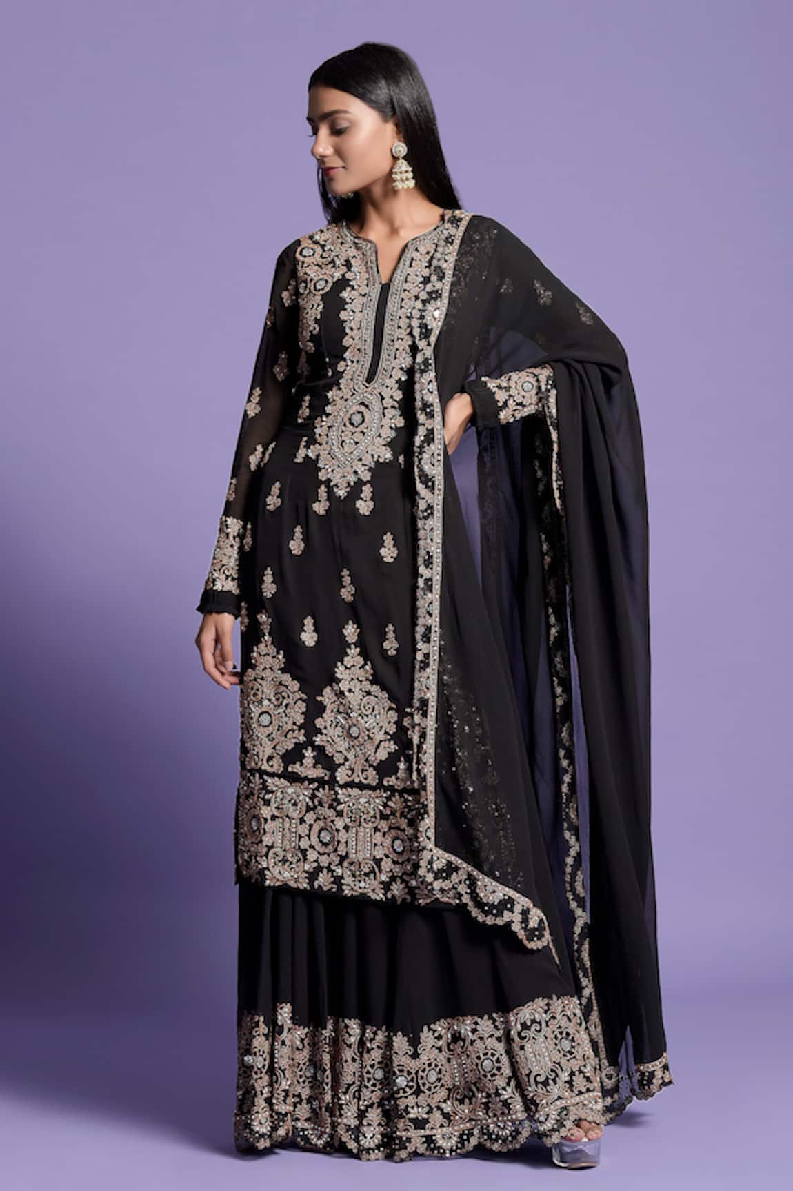 Two Sisters By Gyans Embroidered Kurta Sharara Set 