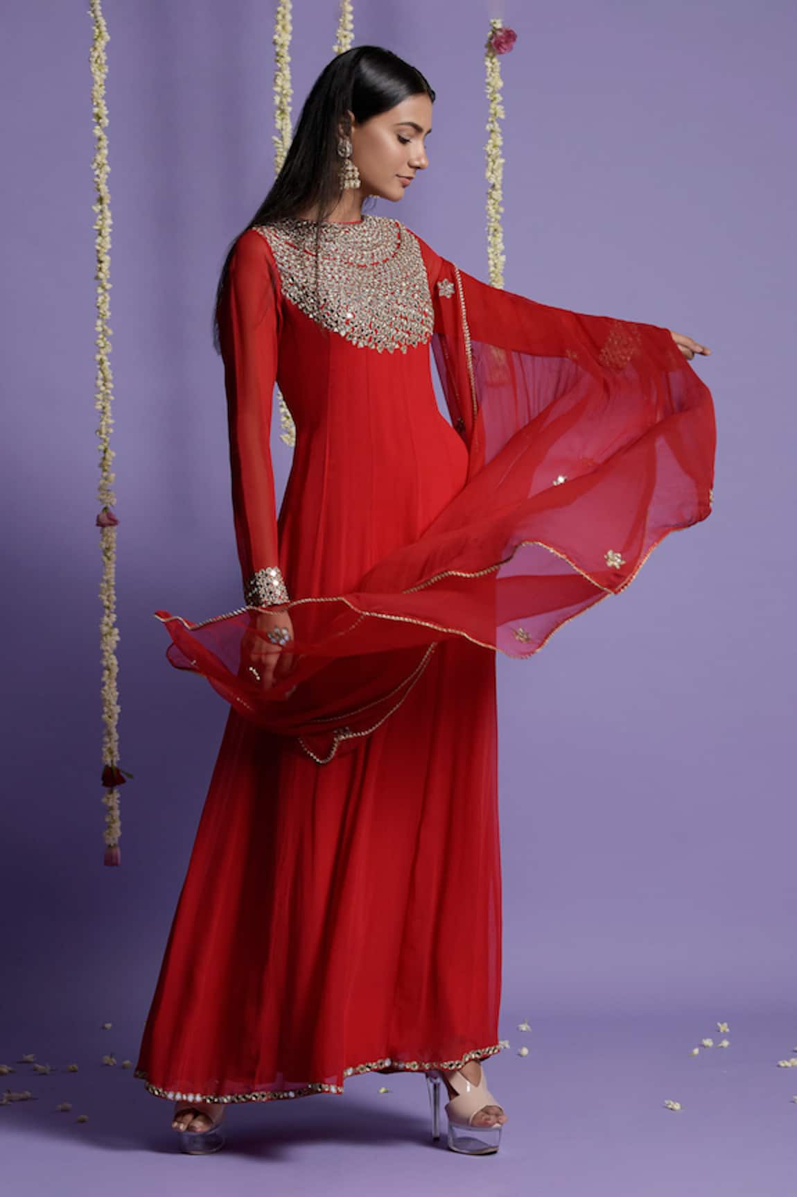 Two Sisters By Gyans Mirror Embroidered Anarkali With Dupatta