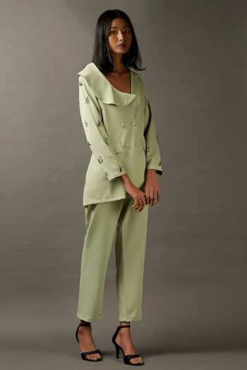Two Sisters By Gyans Rhinestone Embellished Jacket & Pant Set 