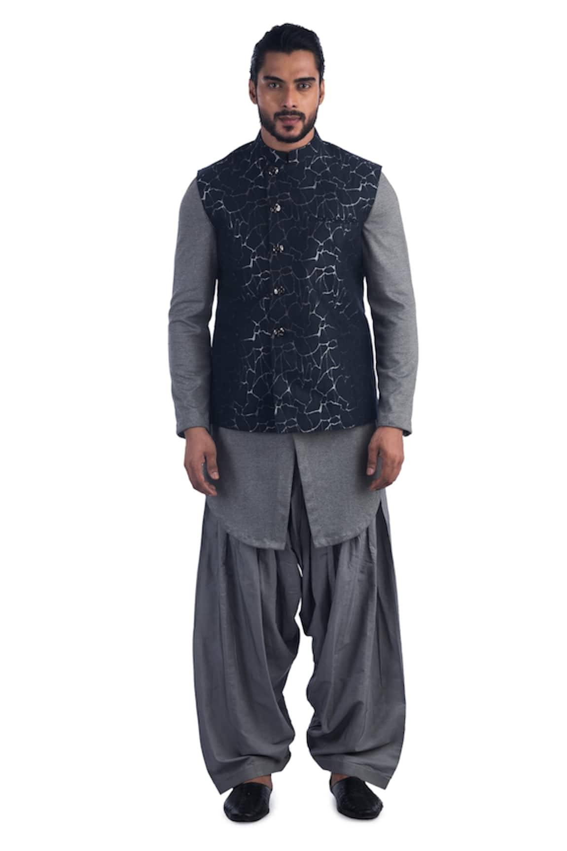 Poonam Kasera Woven Bundi & Kurta Set