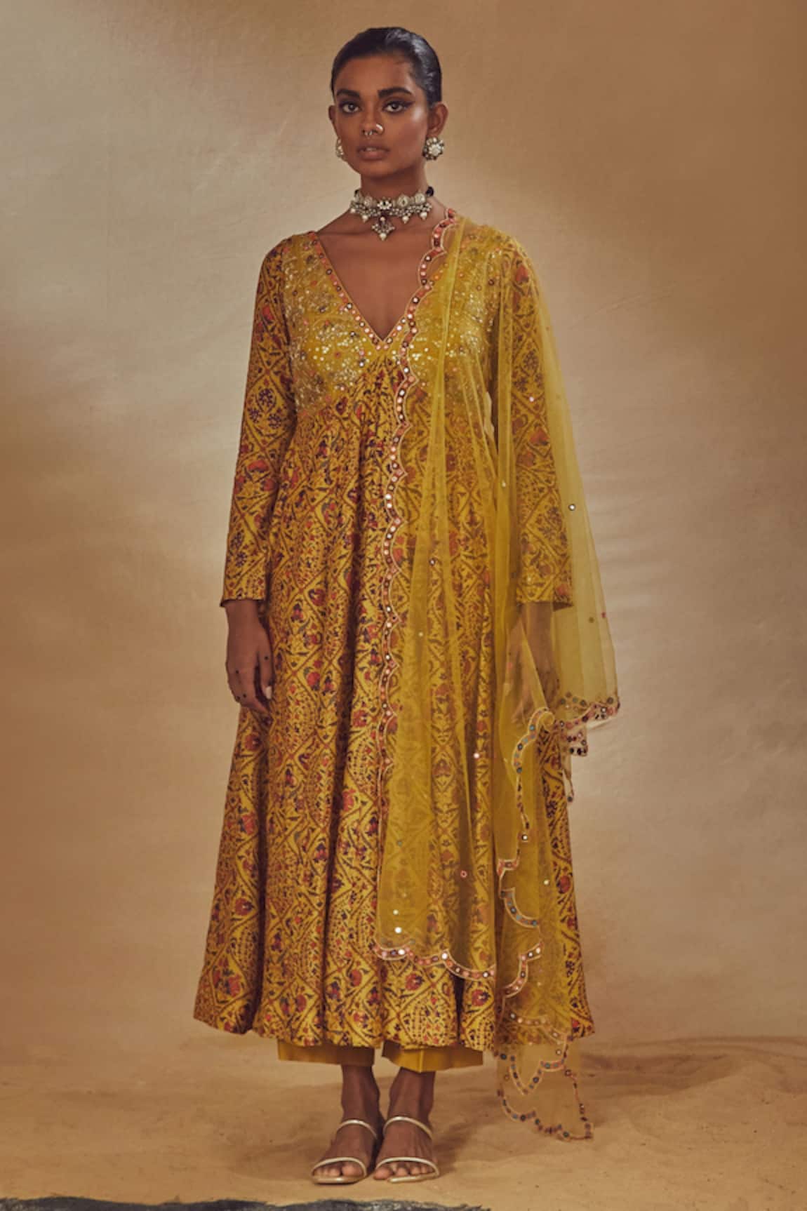 Drishti & Zahabia Floral Print Anarkali Set