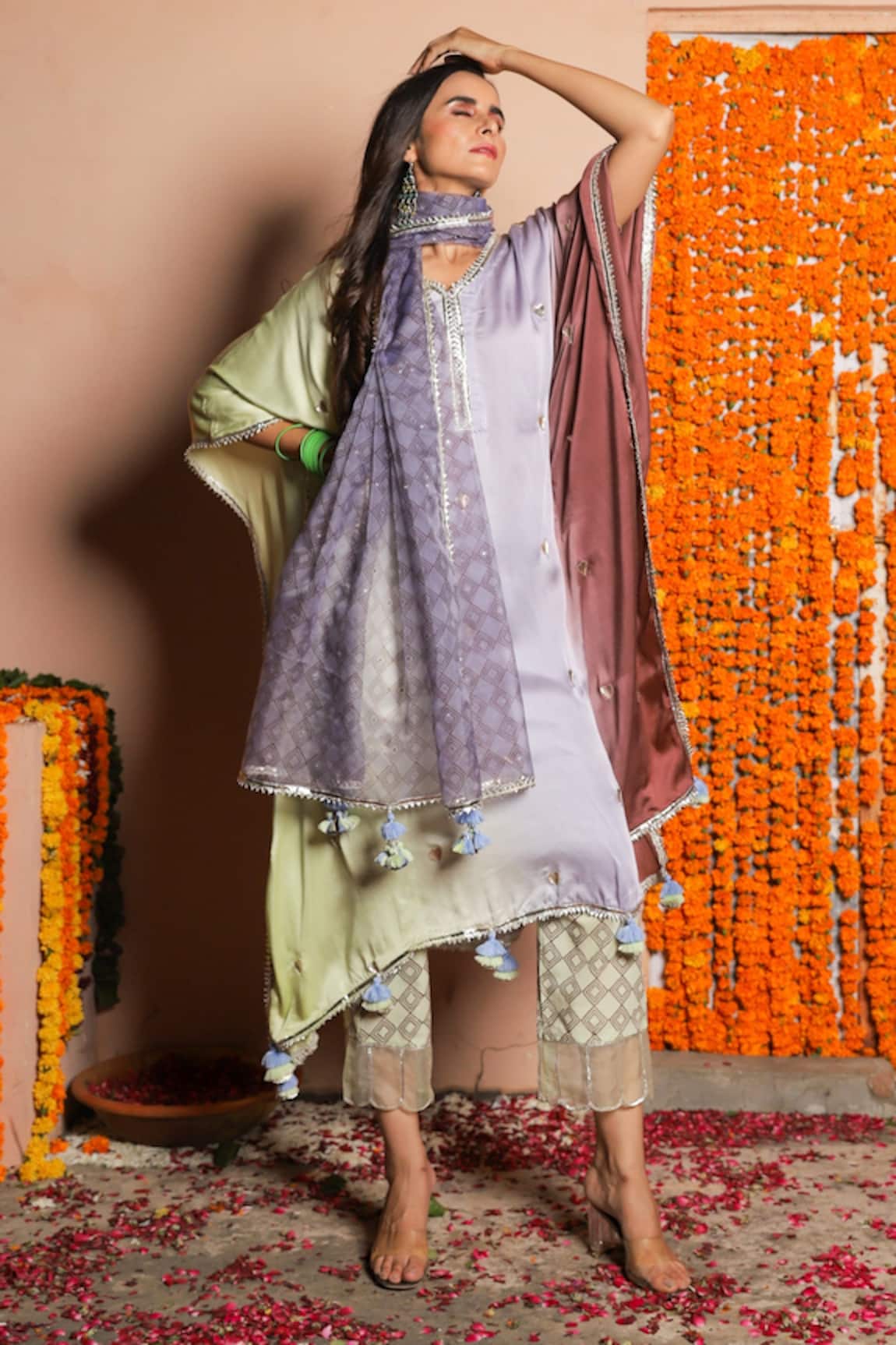 Maayera Jaipur Colorblock Kurta Pant Set