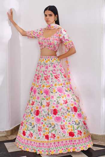 Aneesh Agarwaal Floral Embroidered Bridal Lehenga Set 
