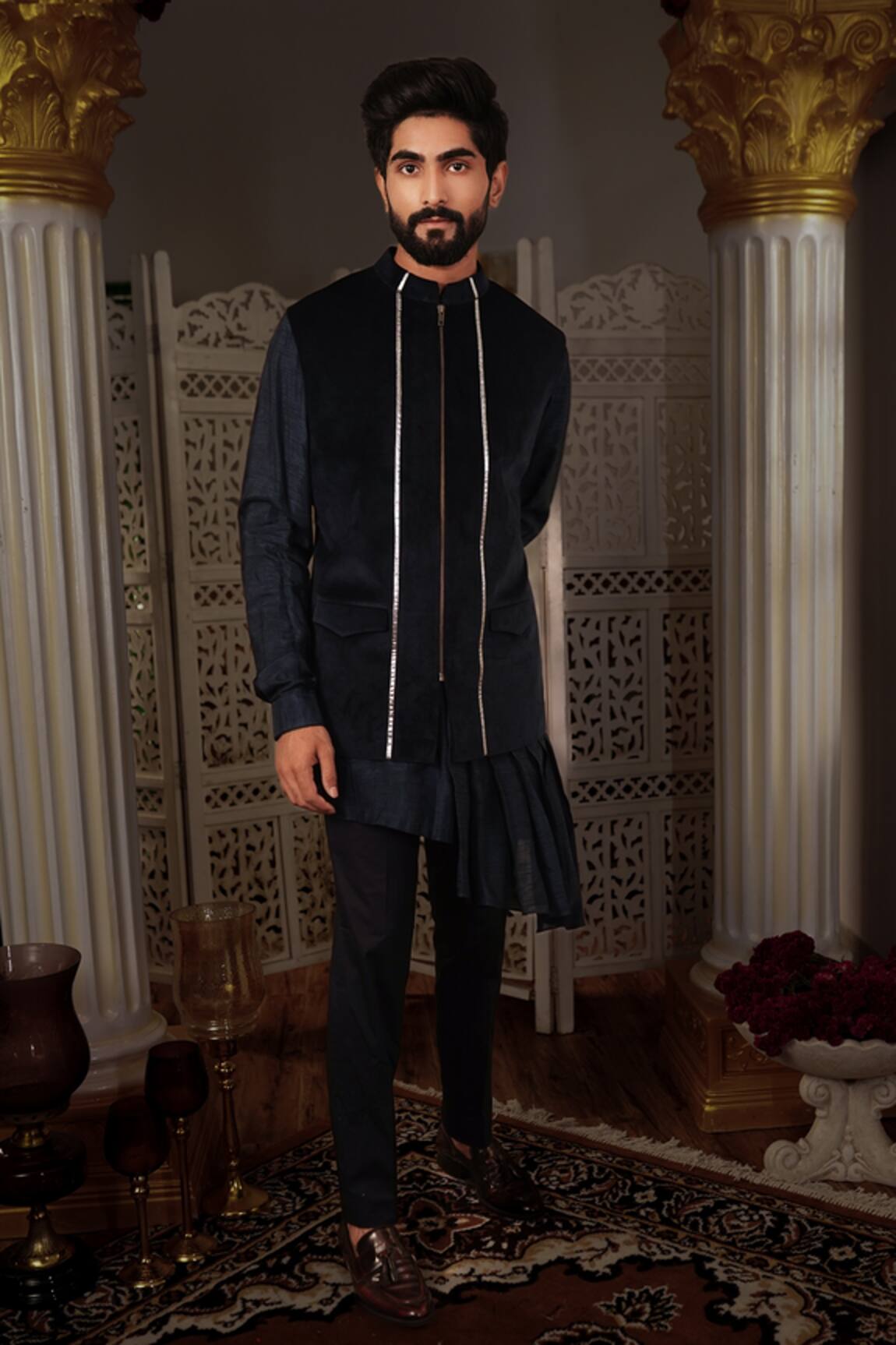 Yajy By Aditya Jain Keyi Bundi & Kurta Set