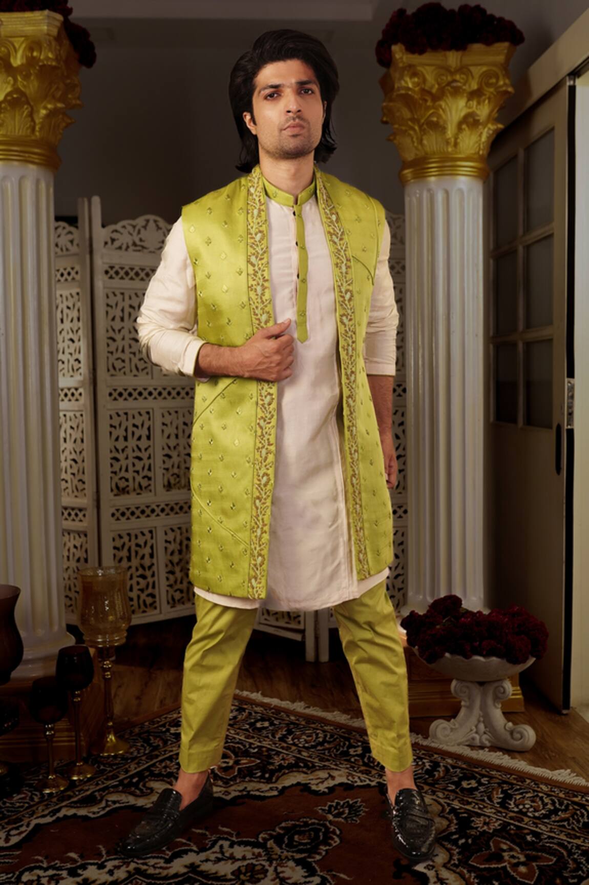 Yajy By Aditya Jain Malya Bundi & Kurta Set