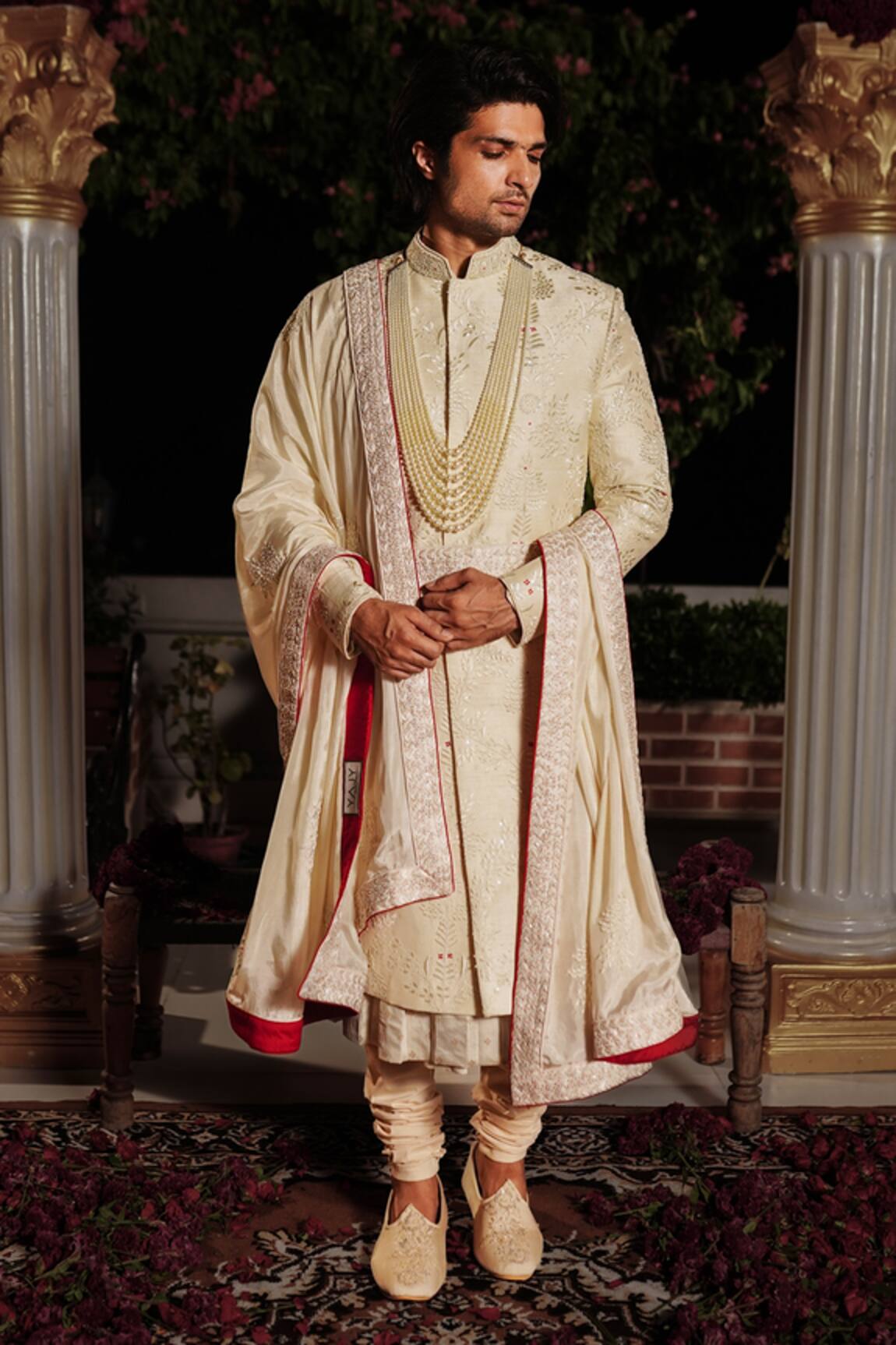 Yajy By Aditya Jain Lava Embroidered Sherwani Set 