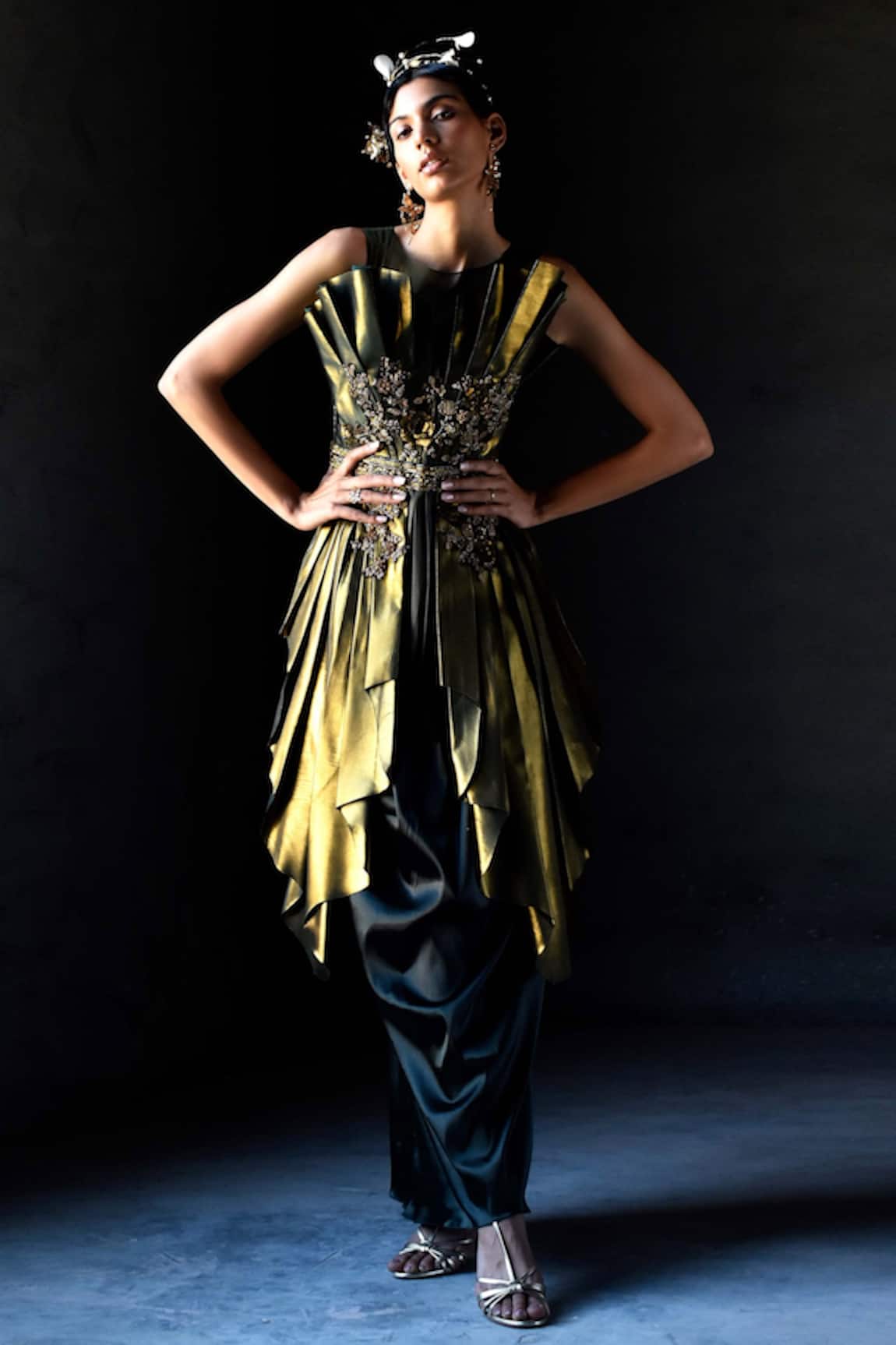 Geisha Designs Ines Pleated Gown 