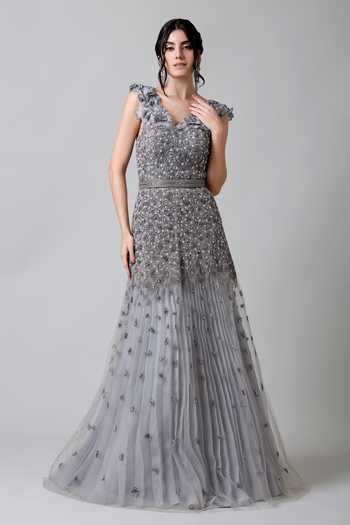 Geisha Designs Aurora Embroidered Gown