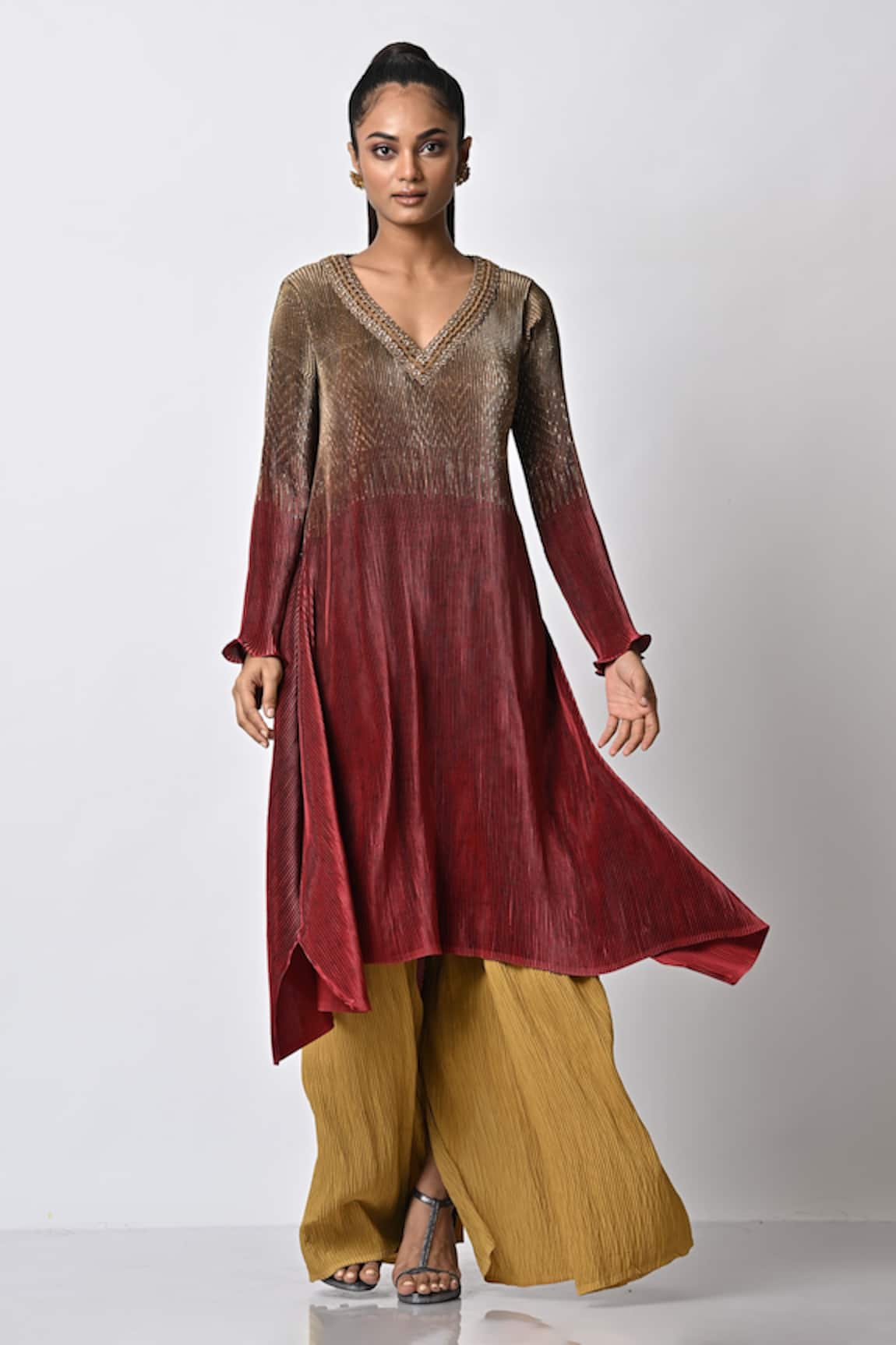 Kiran Uttam Ghosh Ombre Pleated Kaftan 