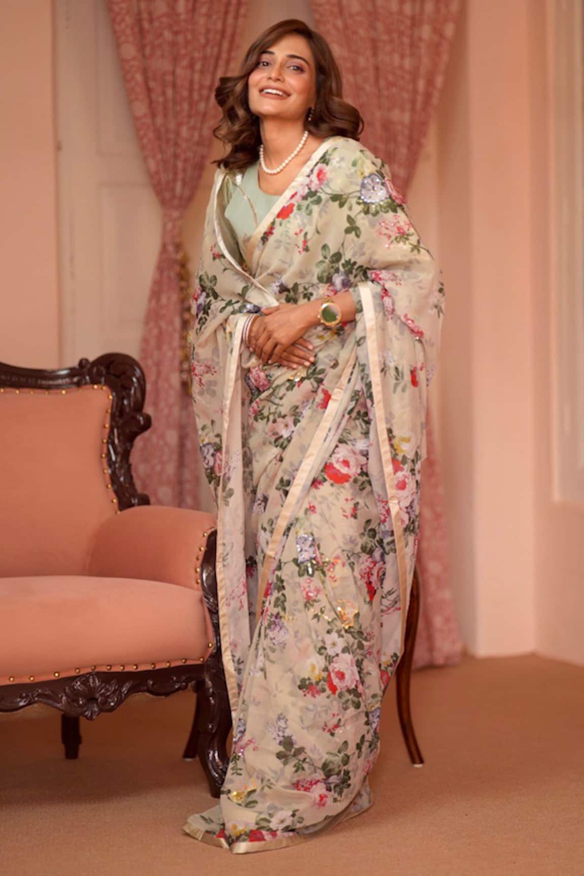 Atelier Shikaarbagh Annette Printed Saree With Blouse 