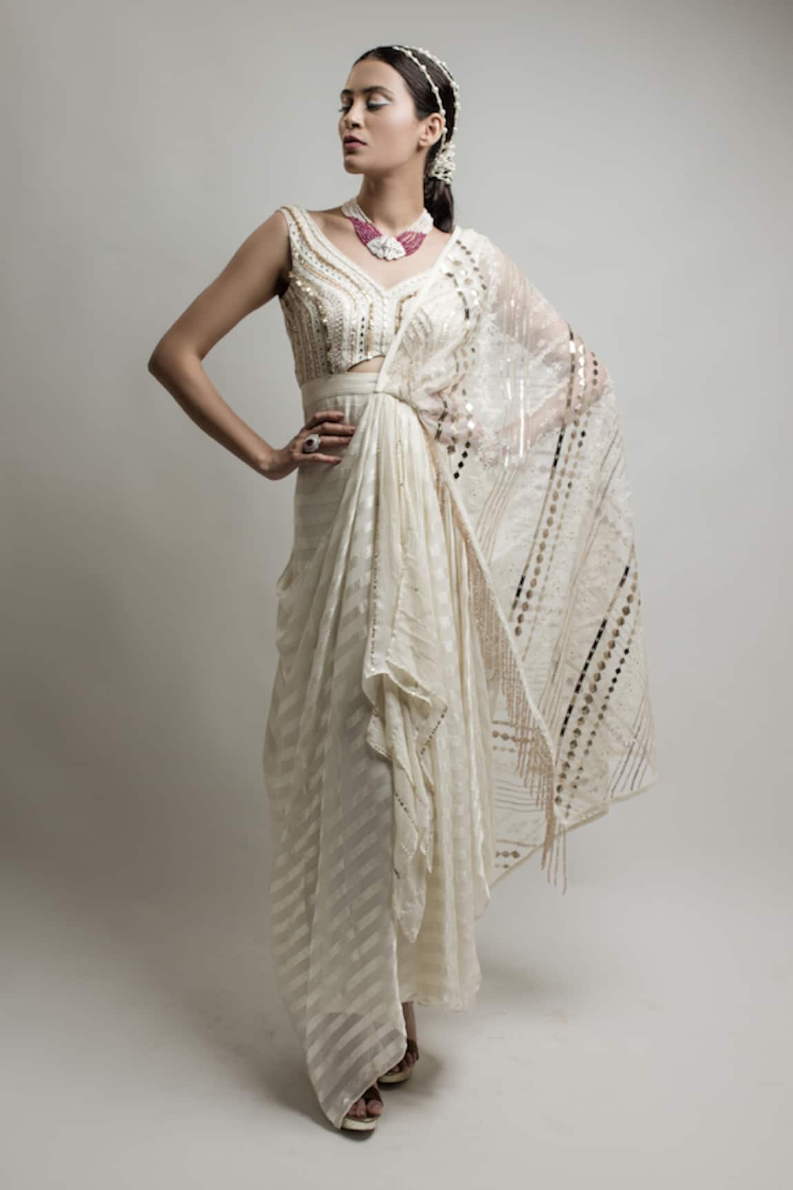 Neha & Tarun Embroidered Pre-Draped Saree Gown