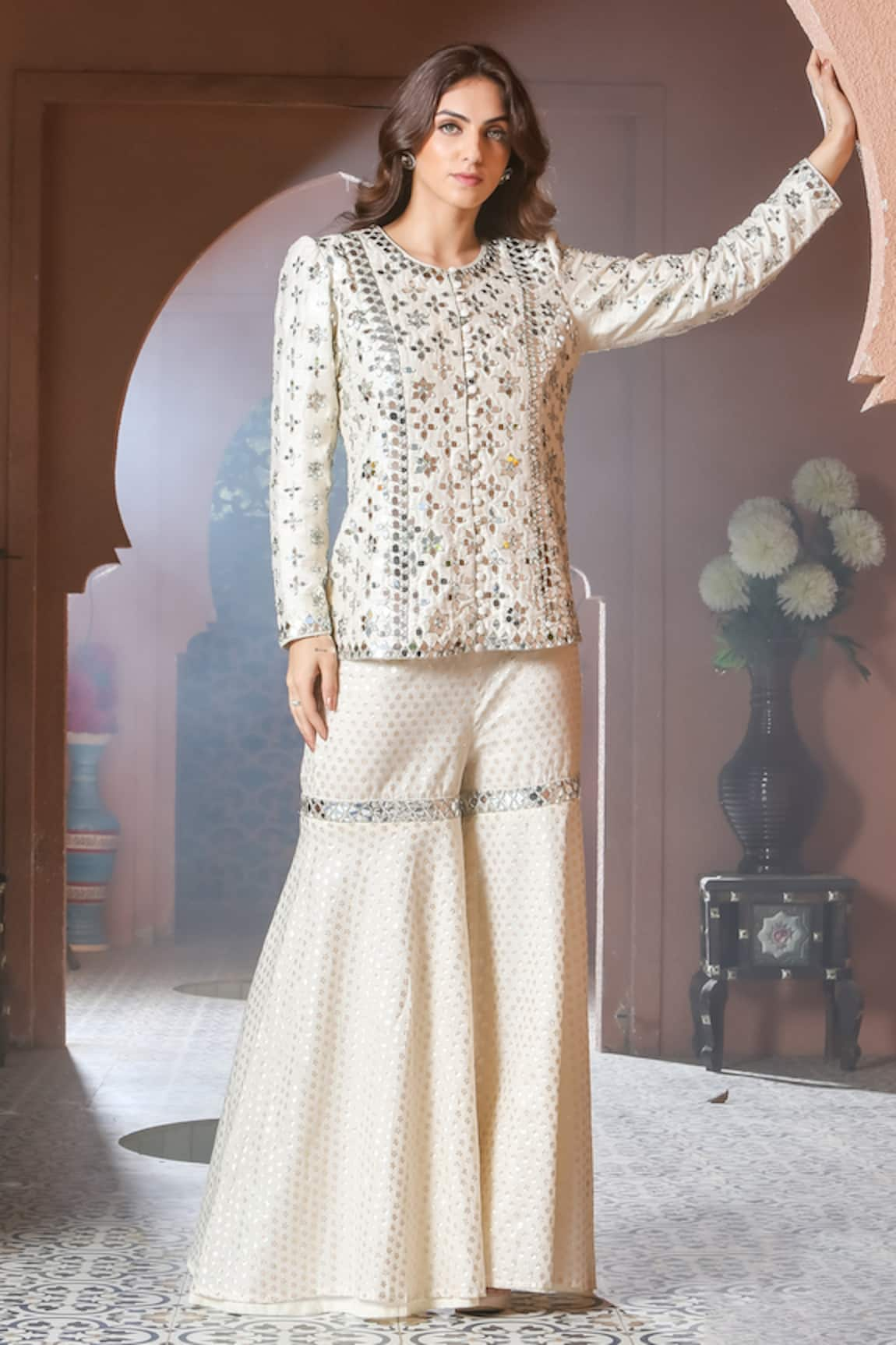 Akanksha Mago Noor Embroidered Jacket & Gharara Set