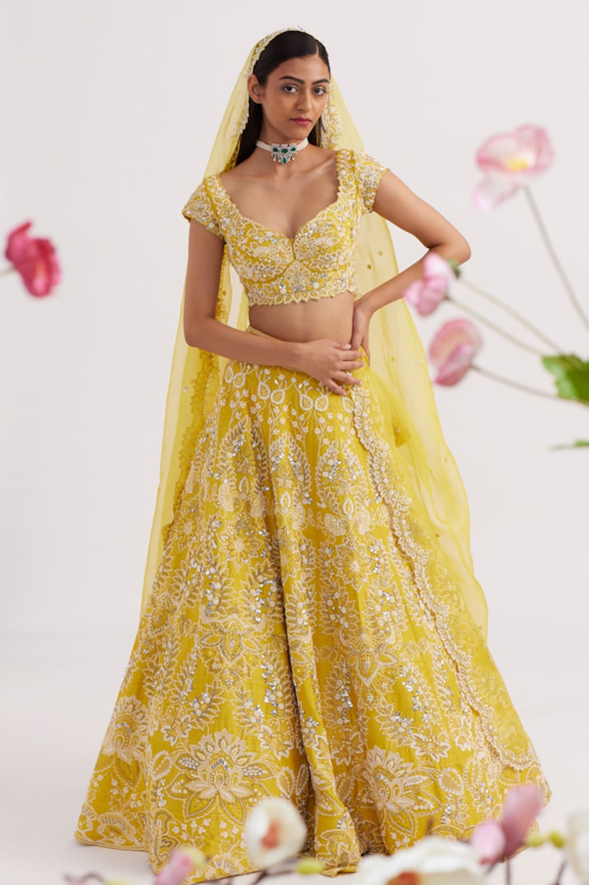 Vaishali Agarwal Floral Embroidered Bridal Lehenga Set