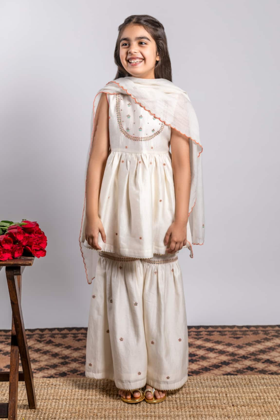 Boteh Chanderi Silk Kurta Sharara Set