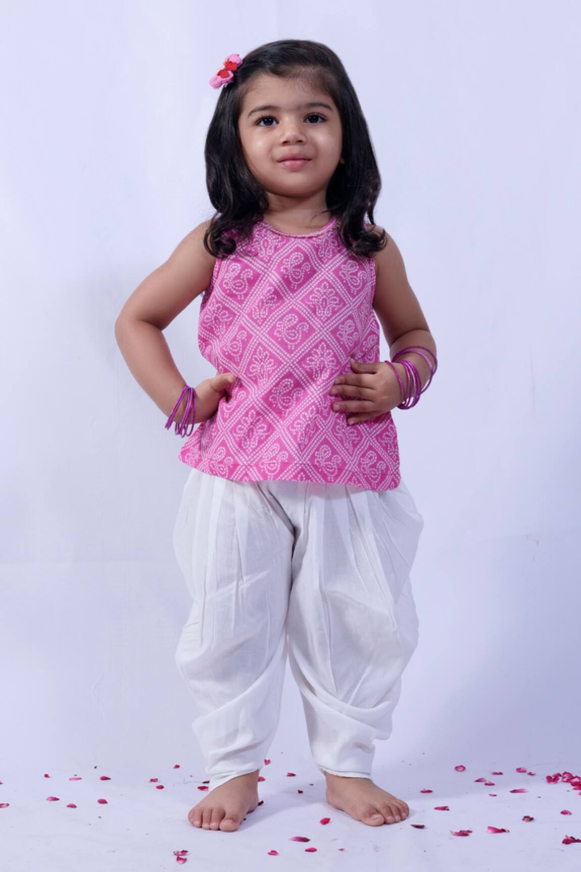 Pankhuri By Priyanka Bandhani Print Kurta & Dhoti Set 