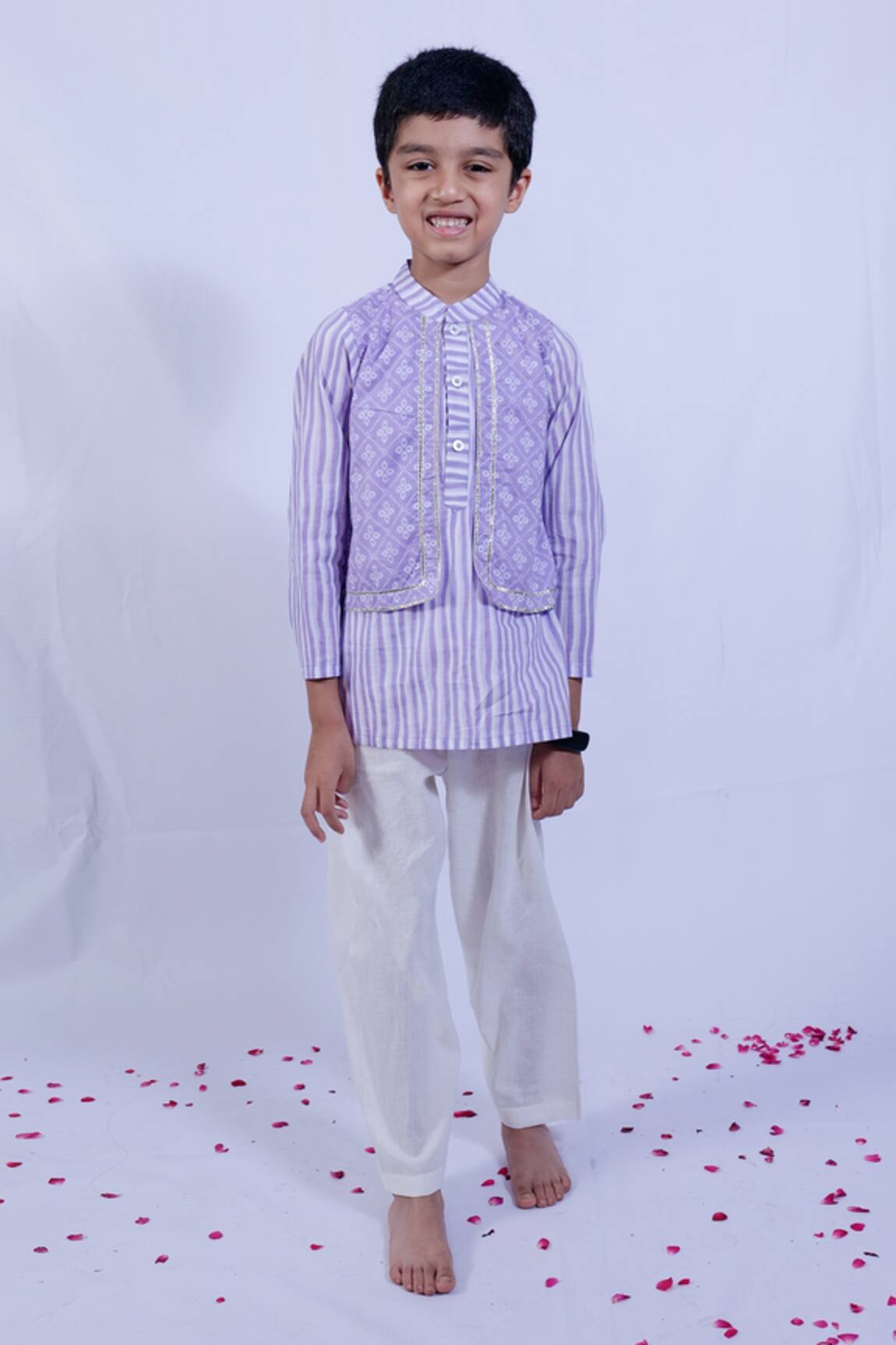 Pankhuri By Priyanka Bandhani Pattern Overlay Kurta Set 