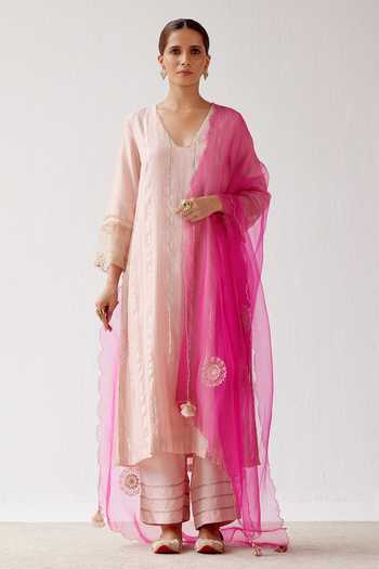 Devnaagri Zari Work Kurta Palazzo Set 