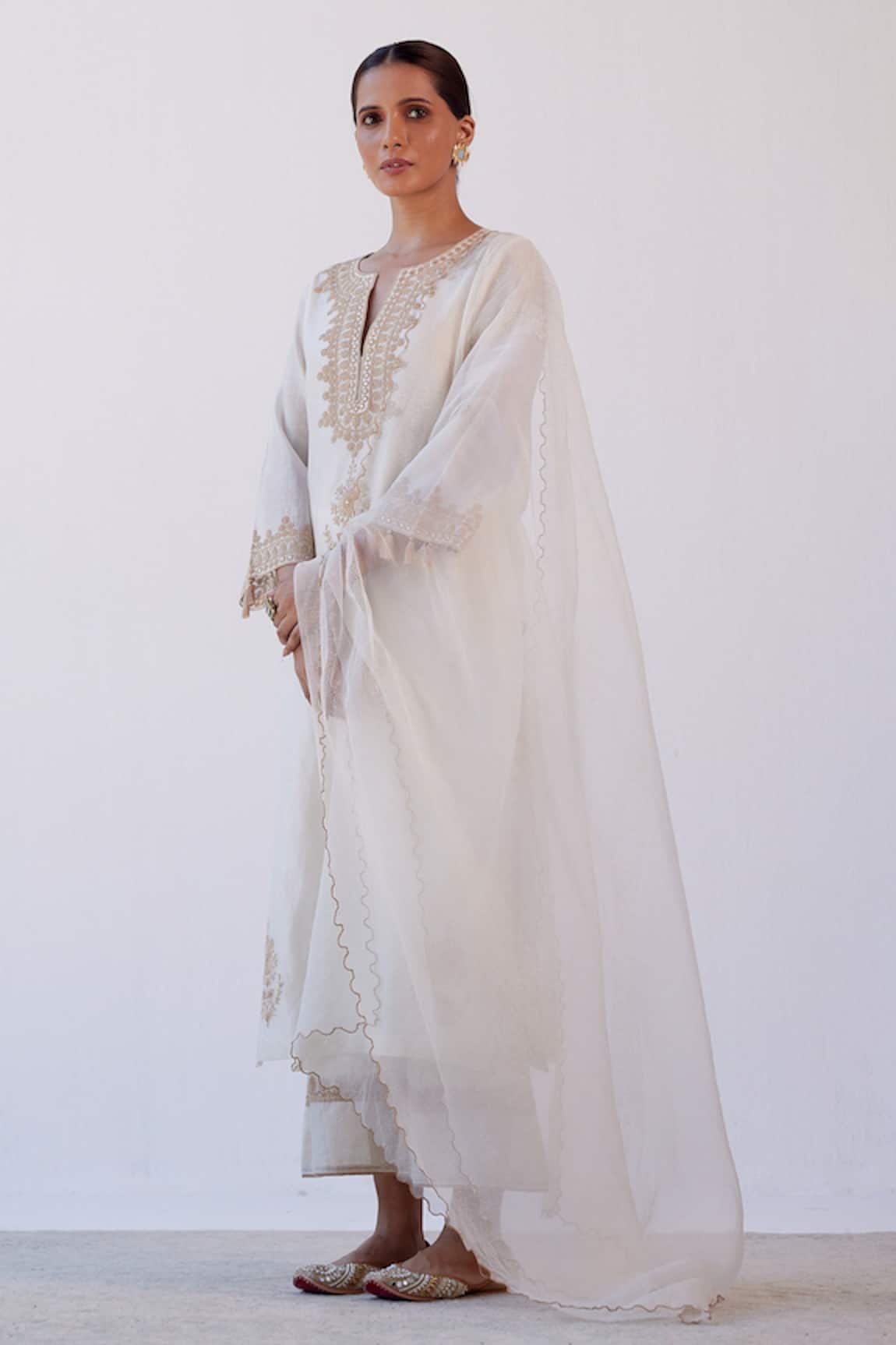 Devnaagri Dori Embroidered Kurta Palazzo Set