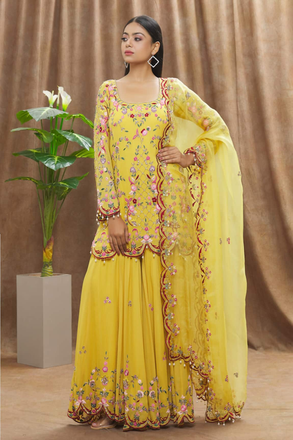 Mahima Batra Floral Embroidered Kurta Gharara Set