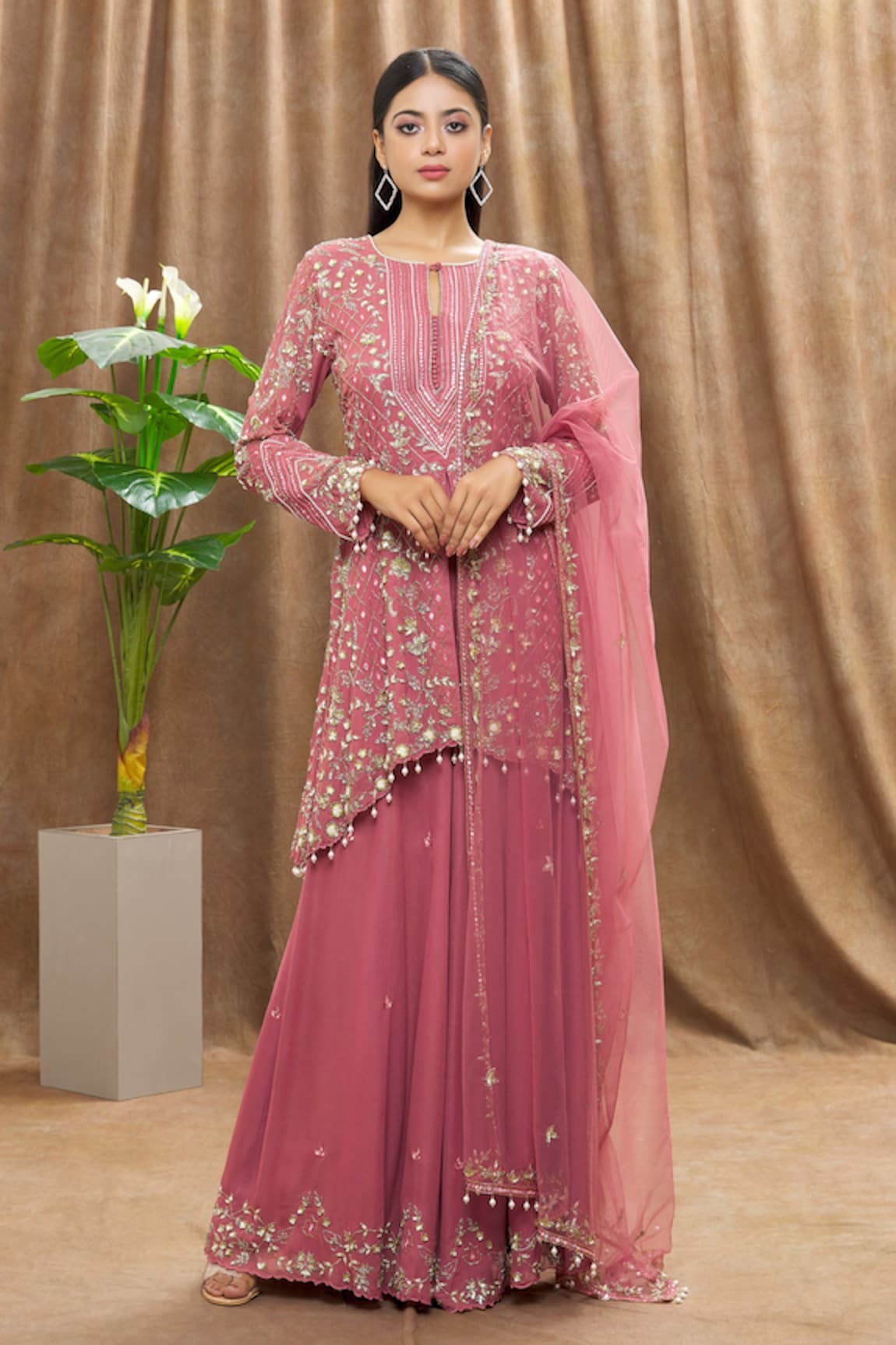 Mahima Batra Floral Embroidered A-Line Kurta Sharara Set