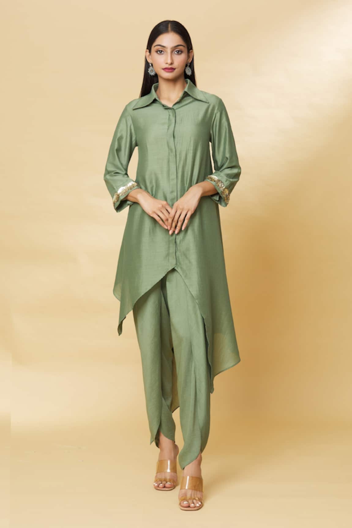 Aakaar Cotton Silk Tunic & Draped Pant Set