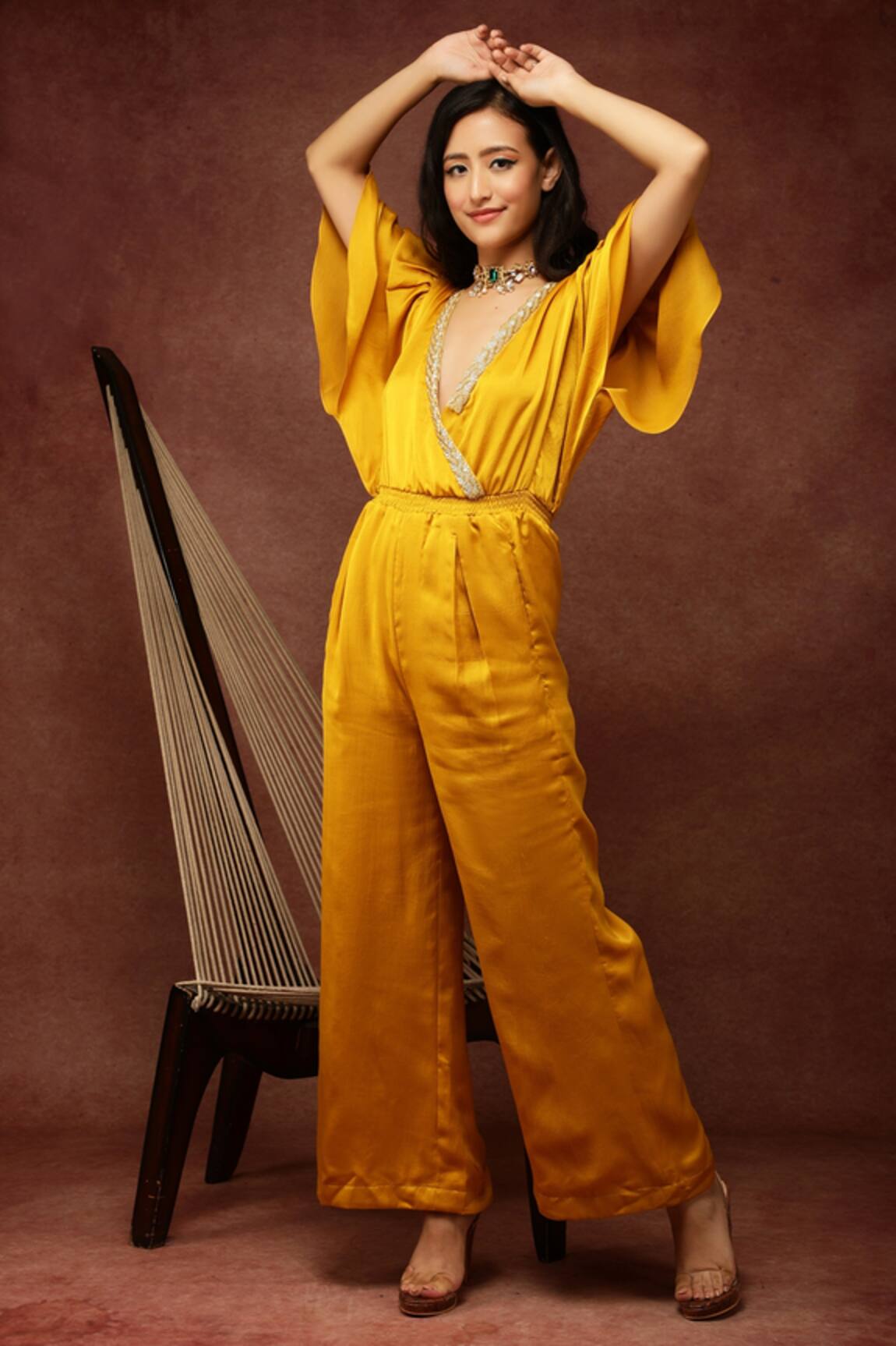 Ranng Label Neckline Embroidered Jumpsuit 