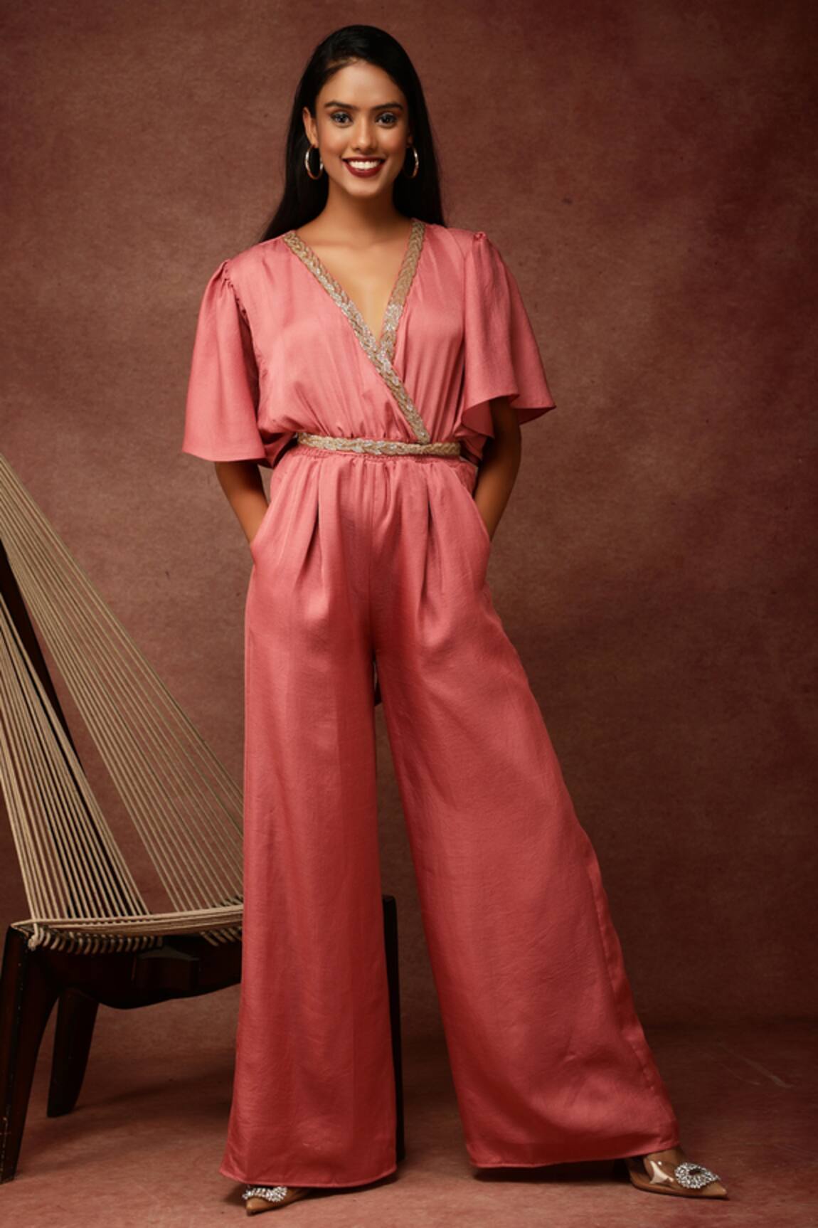 Ranng Label Neckline Embroidered Jumpsuit 