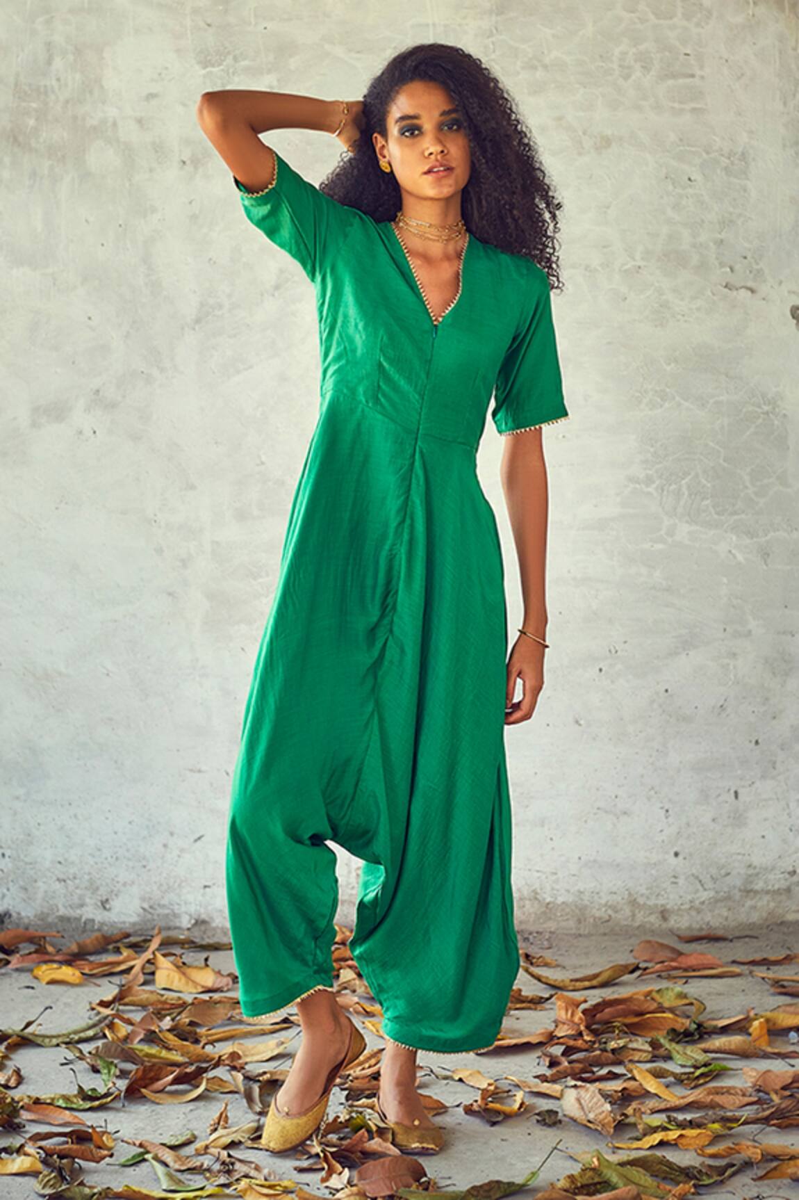 Kharakapas Cotton Silk Jumpsuit