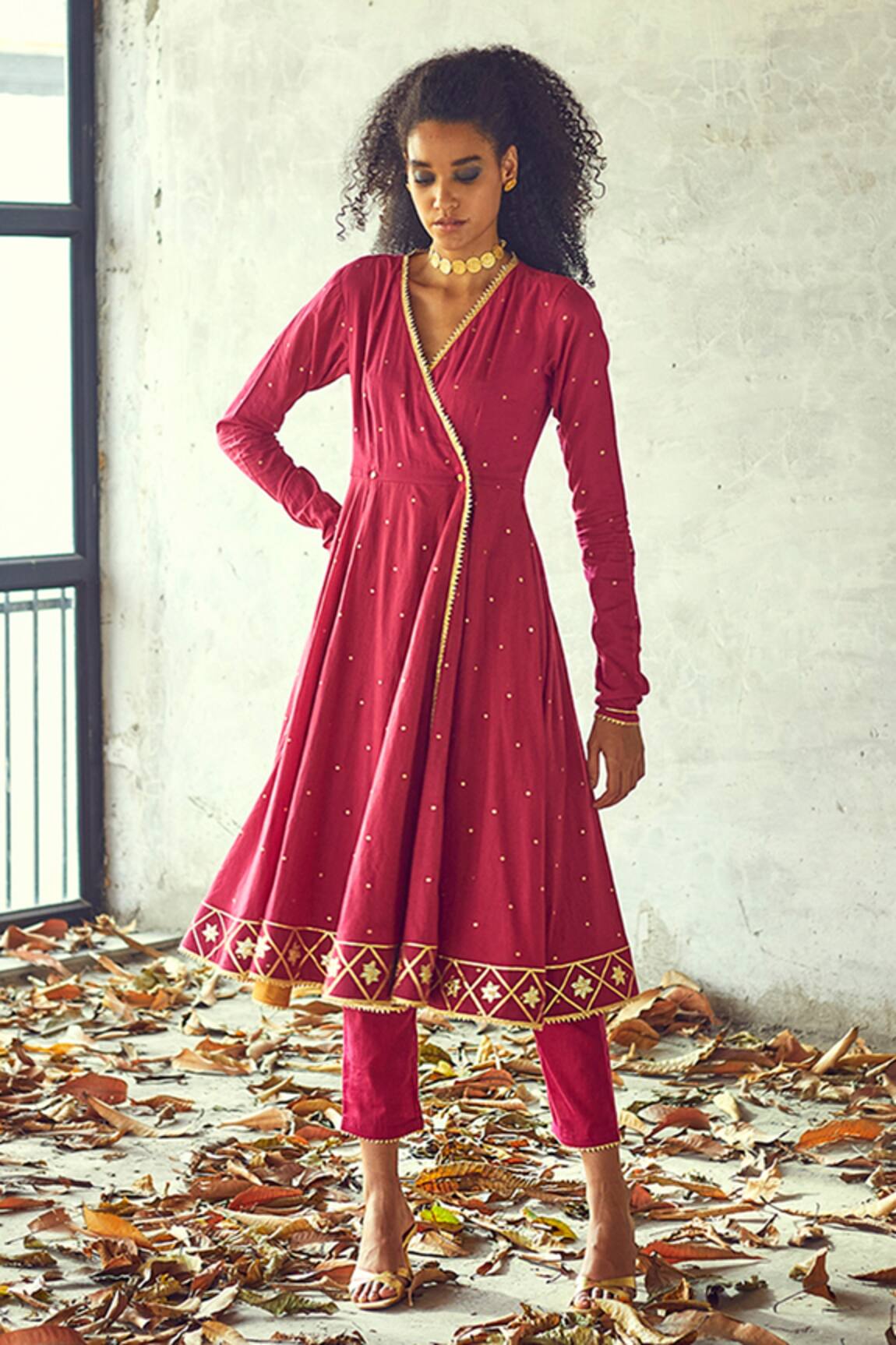 Kharakapas Angoori Printed Anarkali & Pant Set