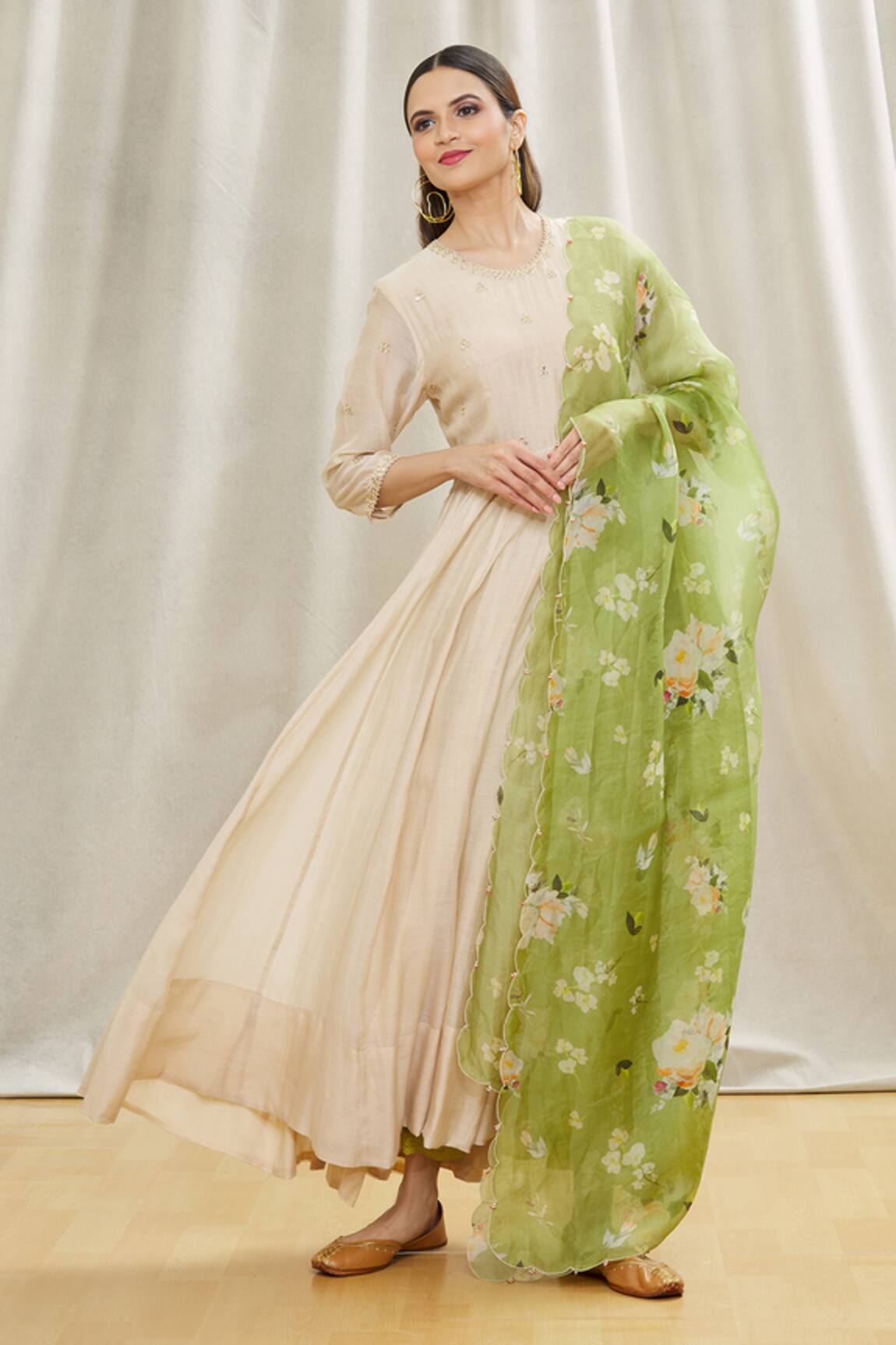 Oshi By Shikha Mirror Embroidered Anarkali Set