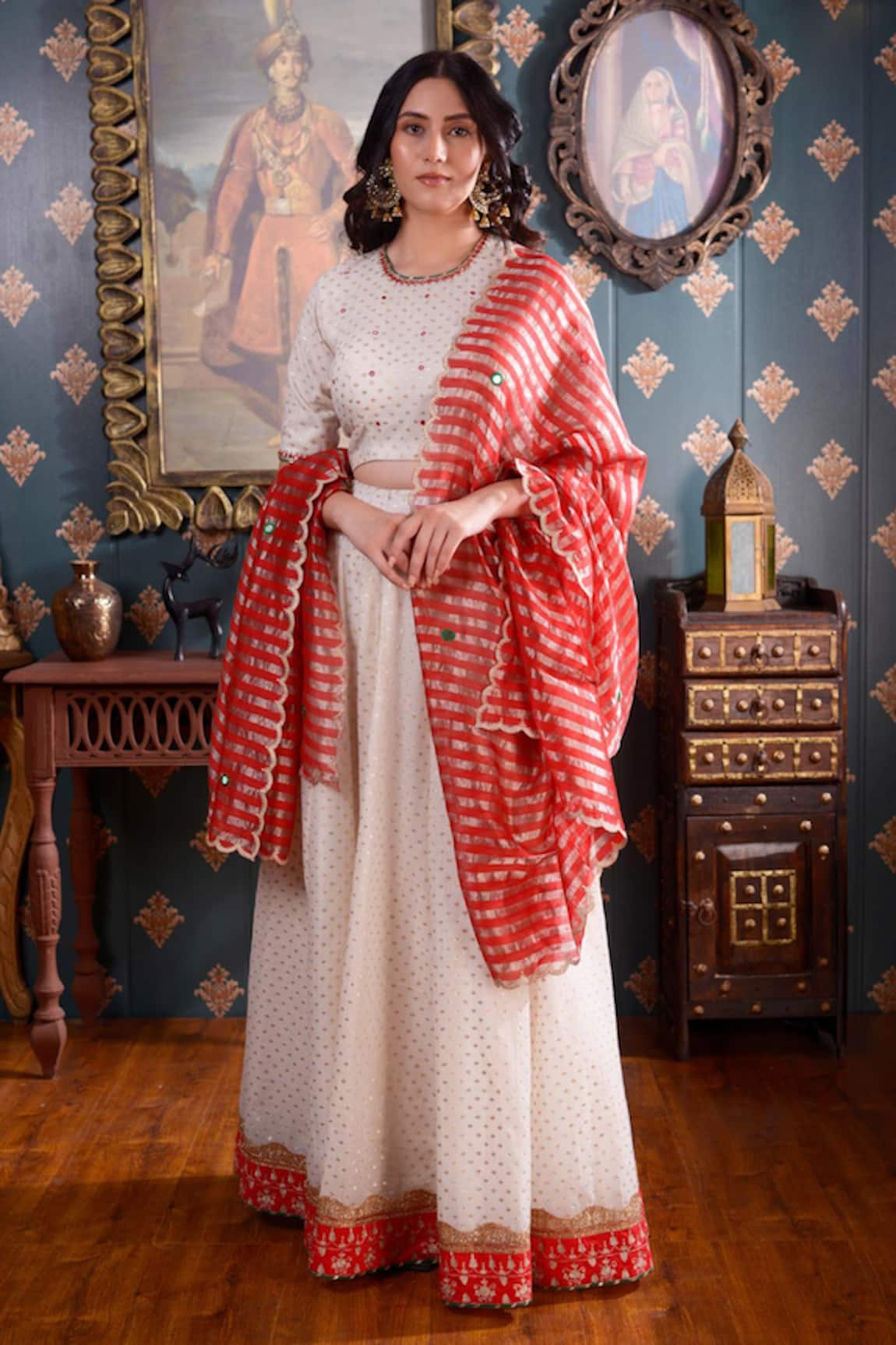 Abbaran Banarasi Chanderi Lehenga Set