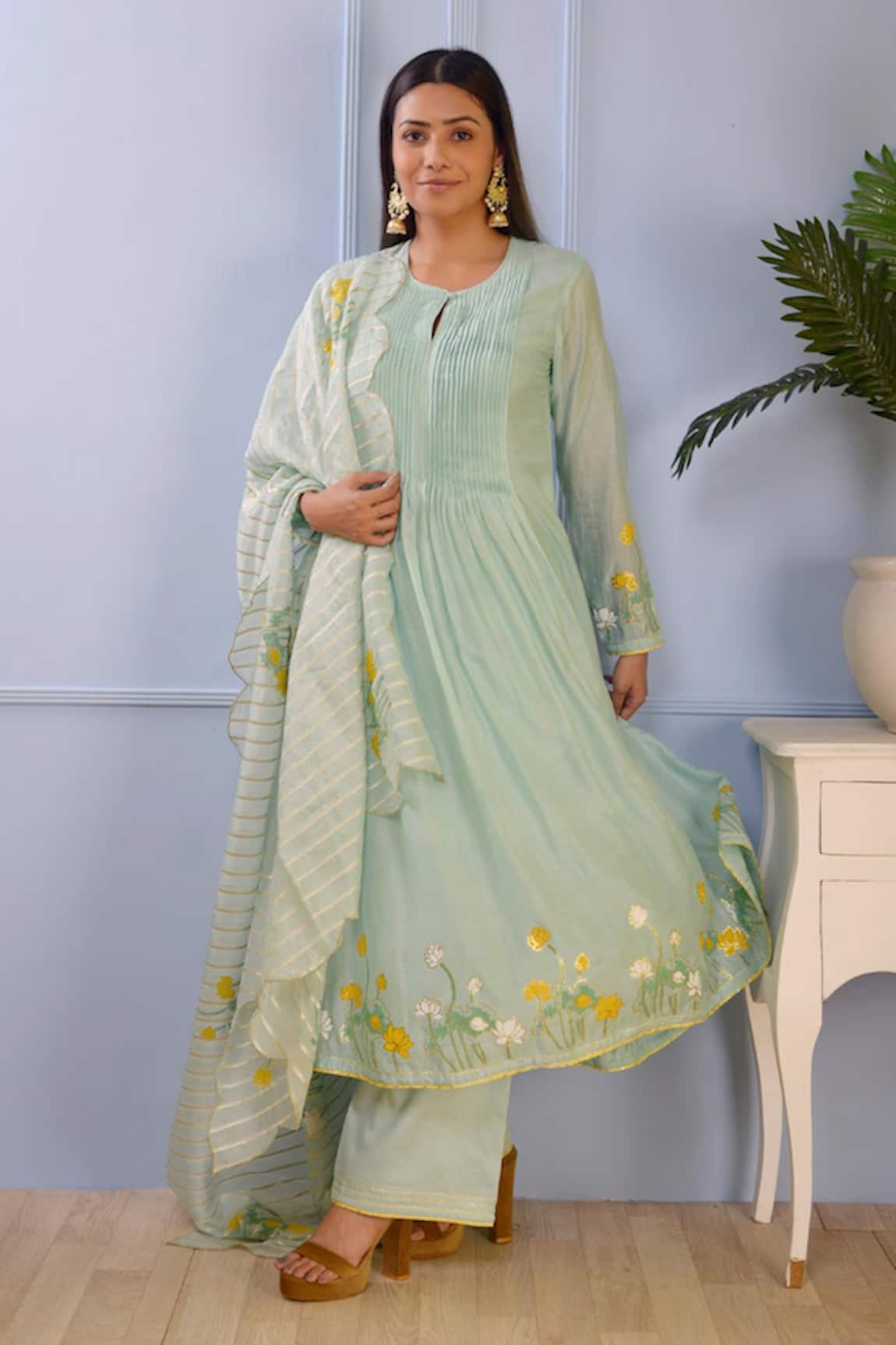 Abbaran Foil Print Anarkali Set 