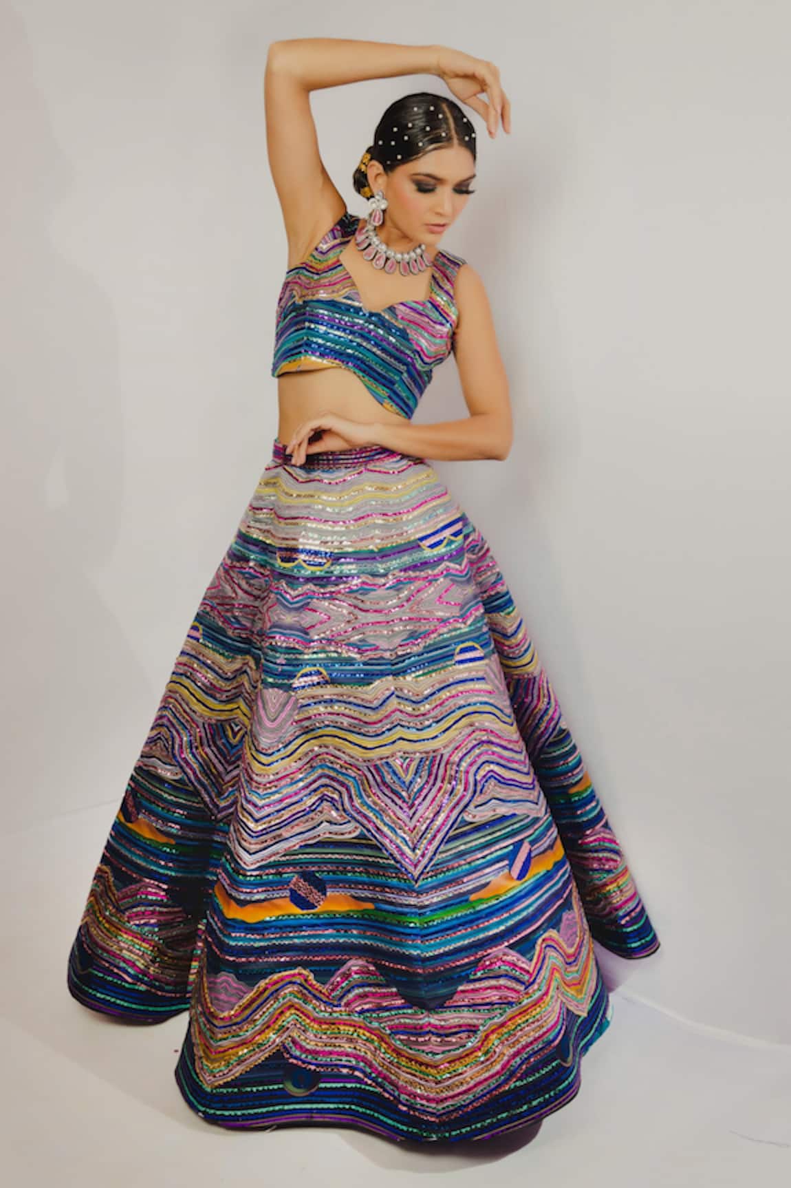 Payal & Zinal Metallic Embroidered Lehenga & Blouse Set 