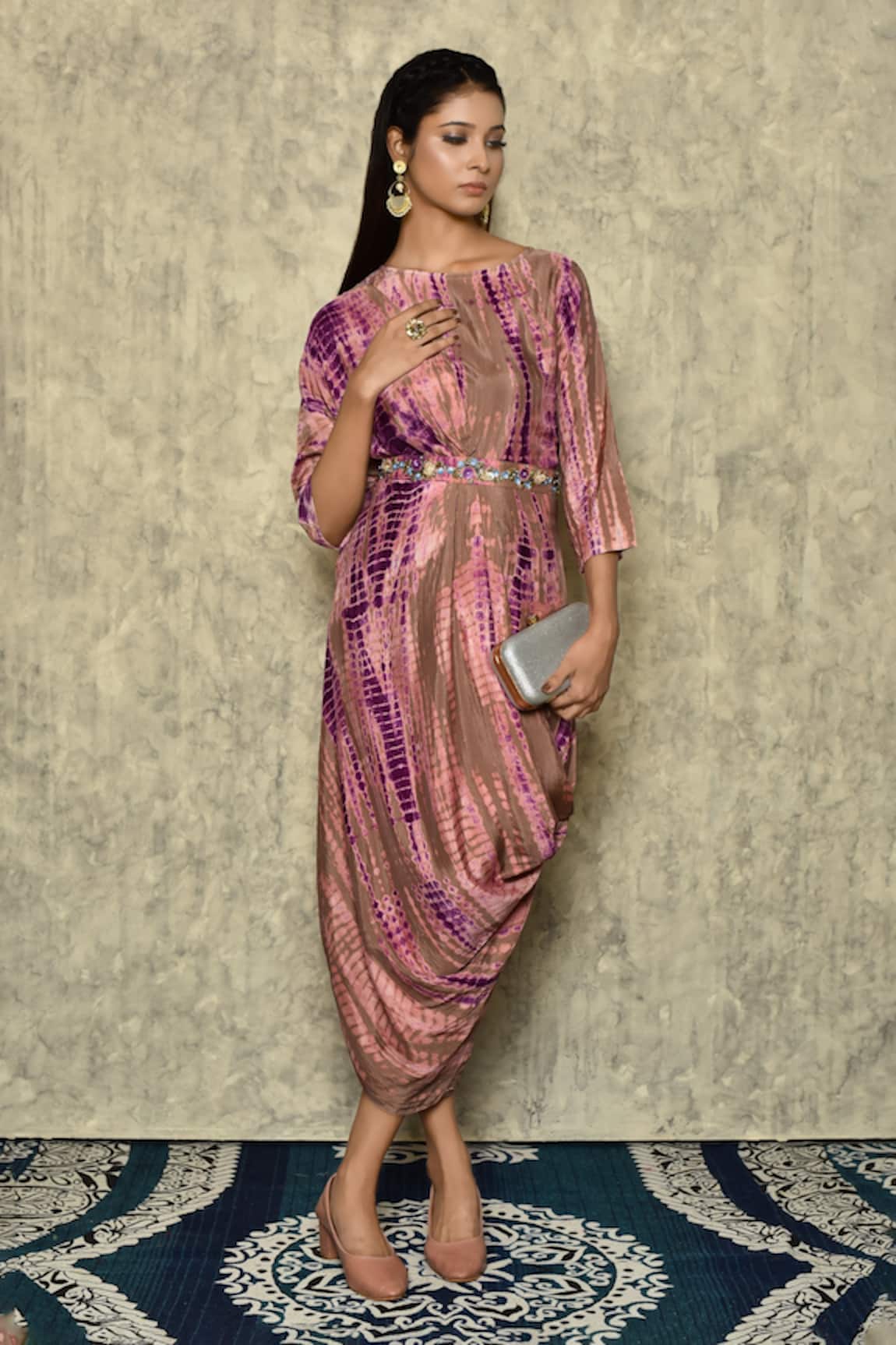 Khwaab by Sanjana Lakhani Shibori Cowl Dress