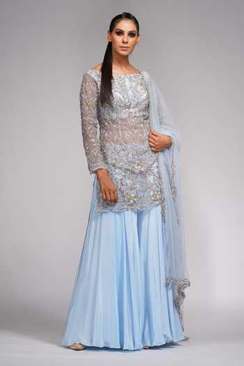 Shruti S Sequin Embroidered Kurta Sharara Set 