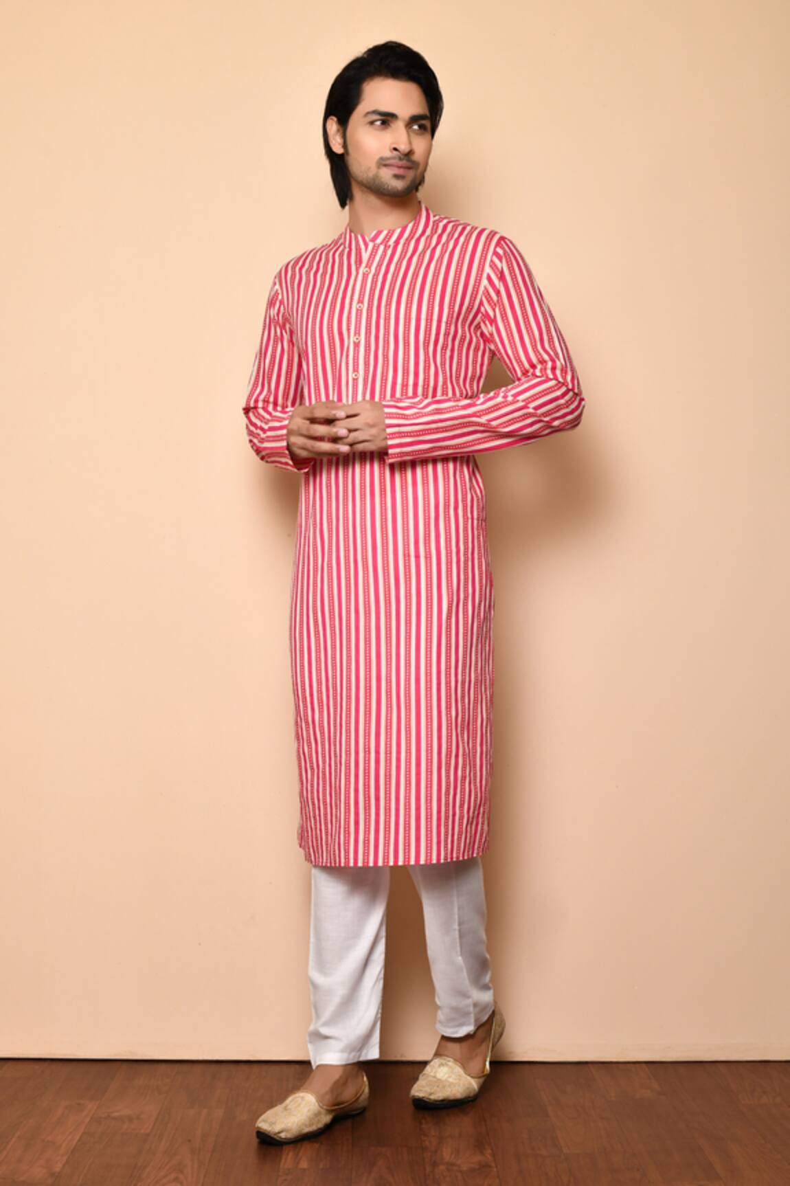 Aryavir Malhotra Stripe Print Kurta