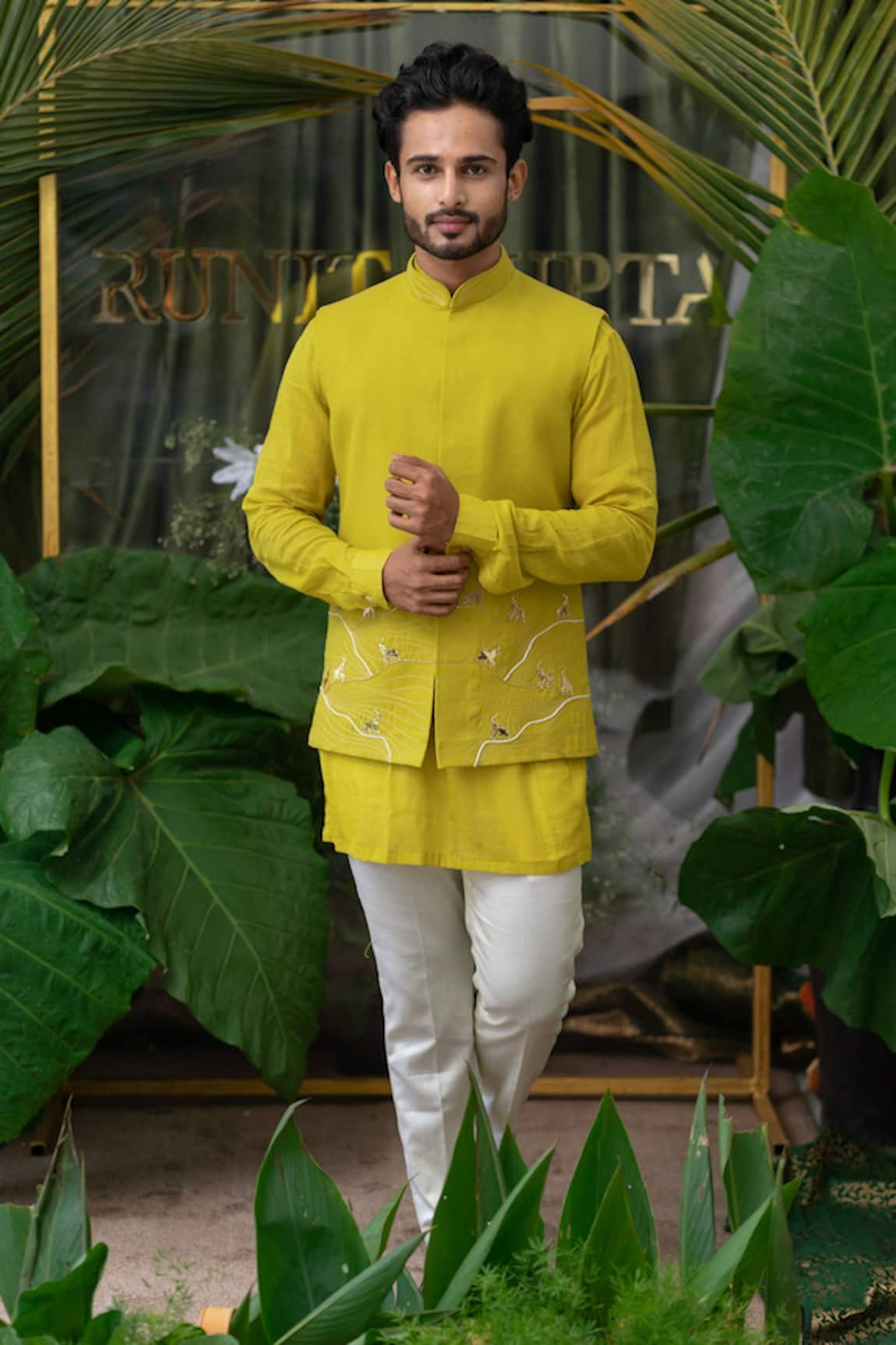 Runit Gupta Elephant Embroidered Bundi