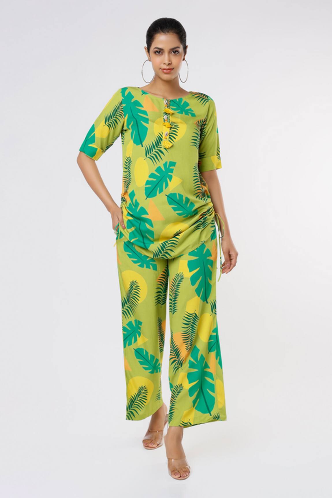 Leela By A Tropical Print Top & Pant Set
