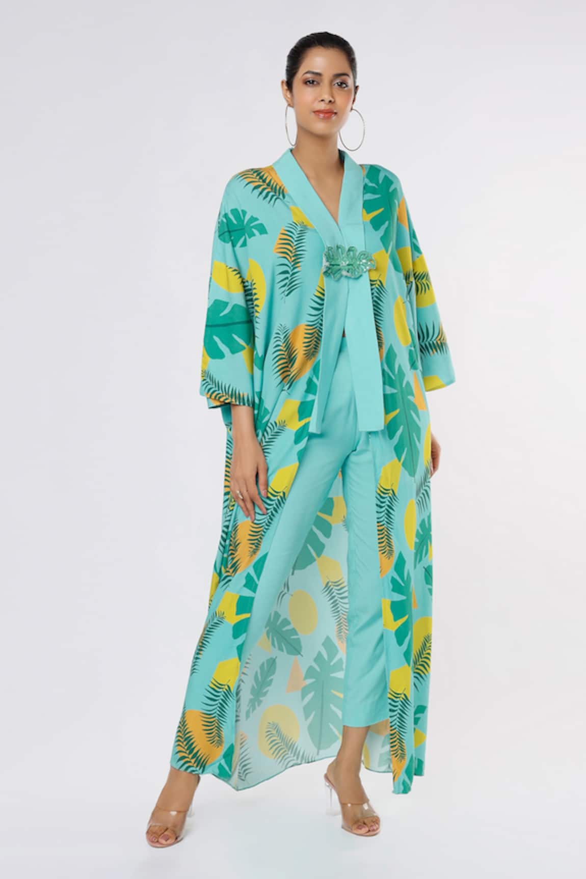 Leela By A Printed Kimono Jacket & Pant Set