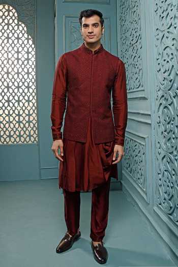 Vanshik Silk Embroidered Bundi & Kurta Set