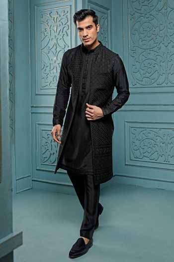 Vanshik Silk Embroidered Bundi & Kurta Set