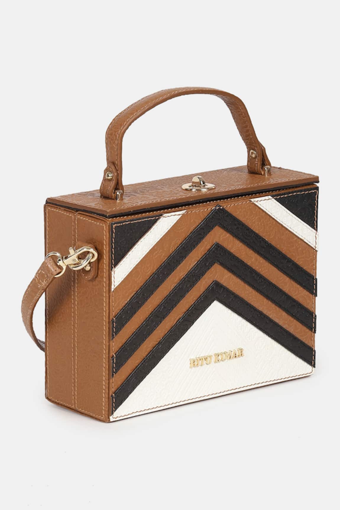 Ritu Kumar Leather Box Sling Bag With Strap 