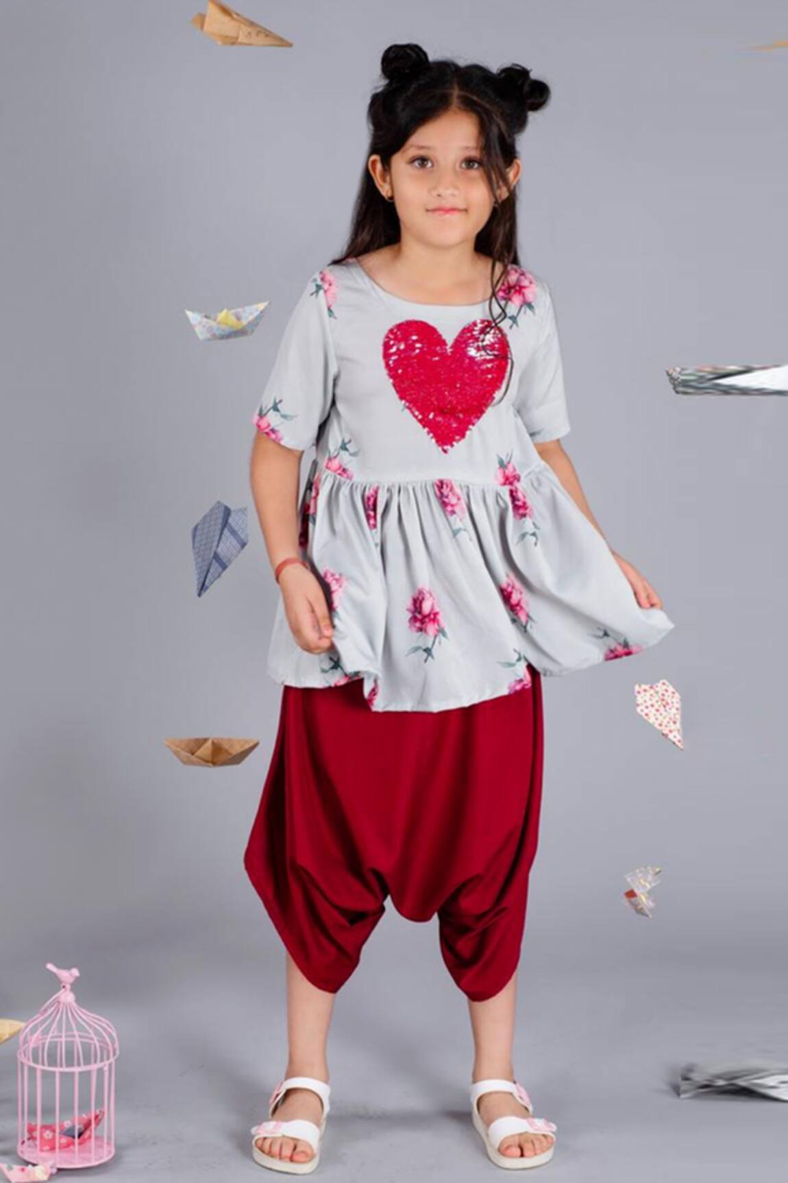 Pasha India Floral Print Kurta & Dhoti Pant Set 