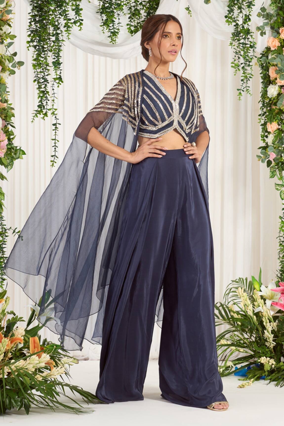Nidhika Shekhar Tyohaar Embroidered Top Palazzo Set 