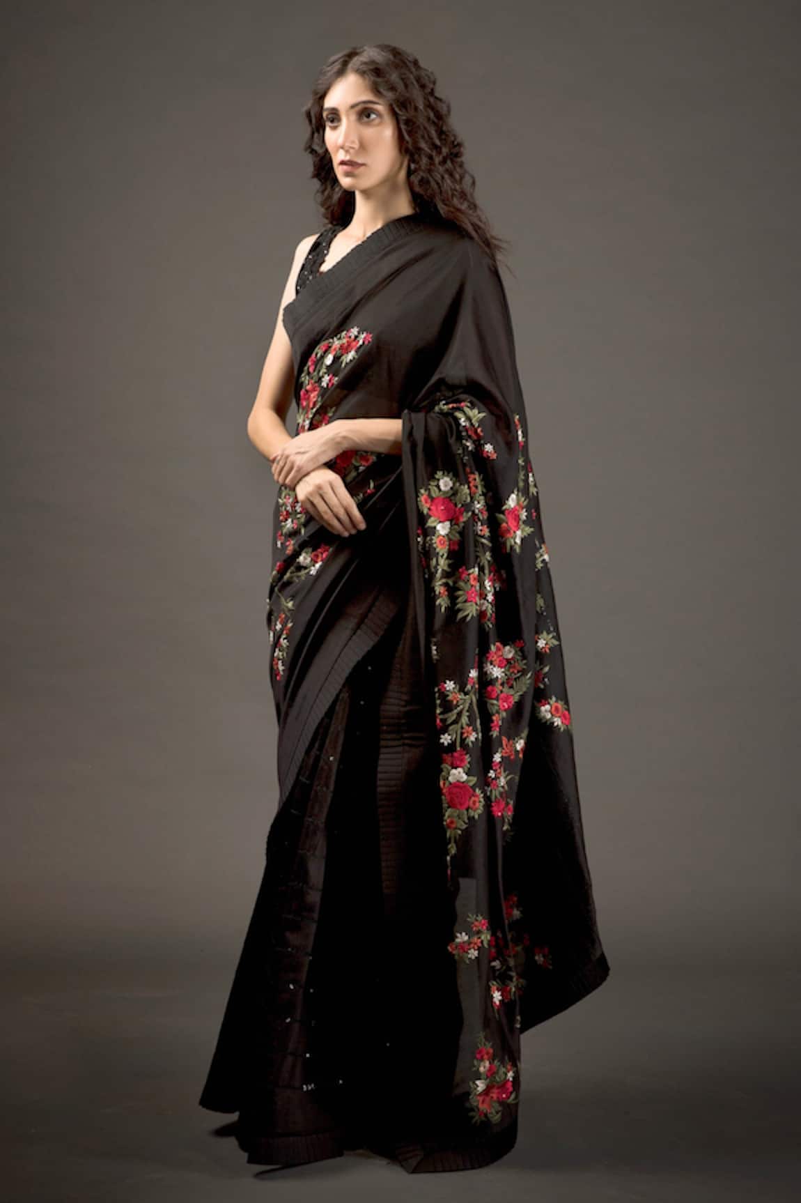 Rohit Bal Embroidered Chanderi Silk Saree With Blouse