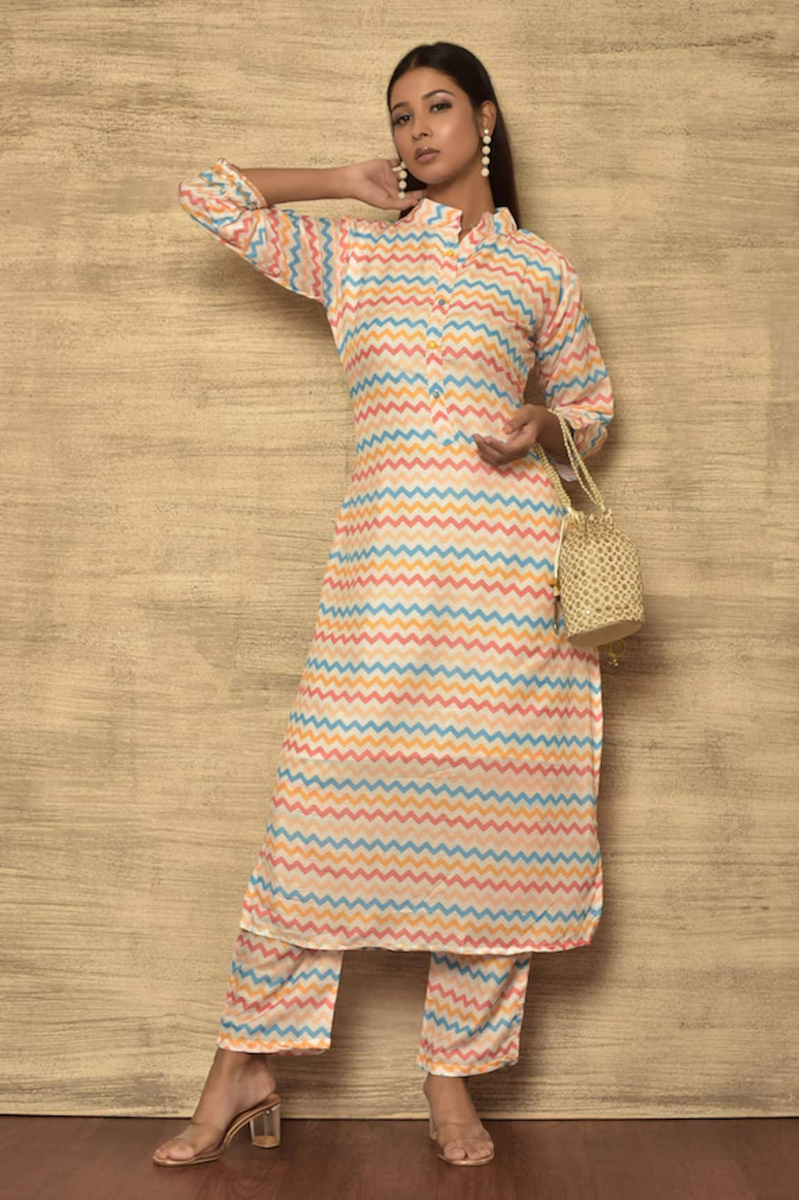 Samyukta Singhania Chevron Print Kurta & Palazzo Set