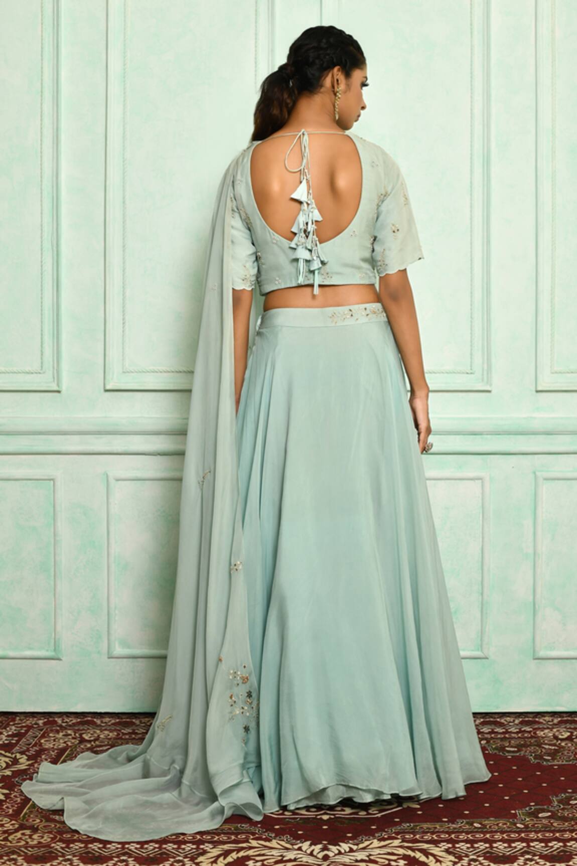Blue Lehenga Choli With Attached Dupatta Party Wear Bollywood - Etsy