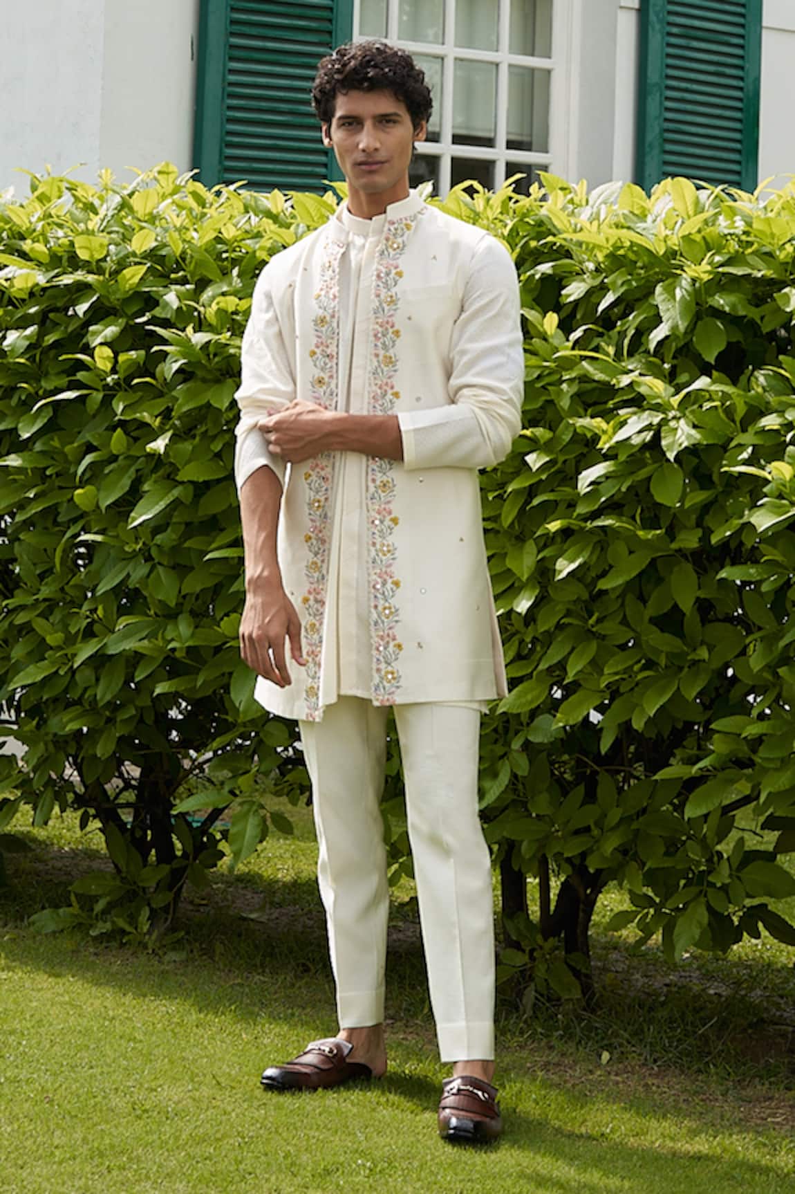 Contrast By Parth Silk Embroidered Jacket & Kurta Set