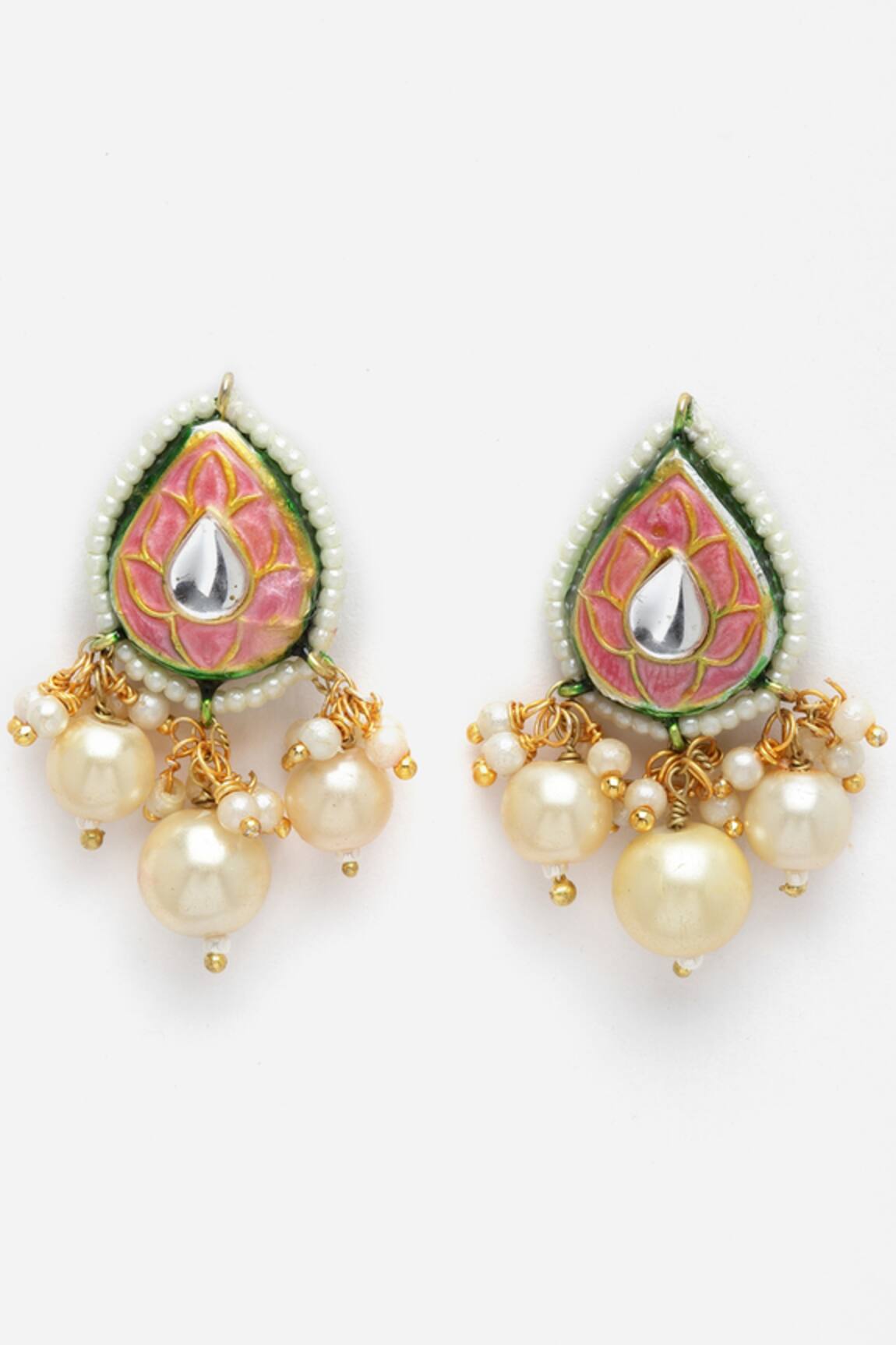 Dugran By Dugristyle Meenakari Hathphool & Earrings Set 